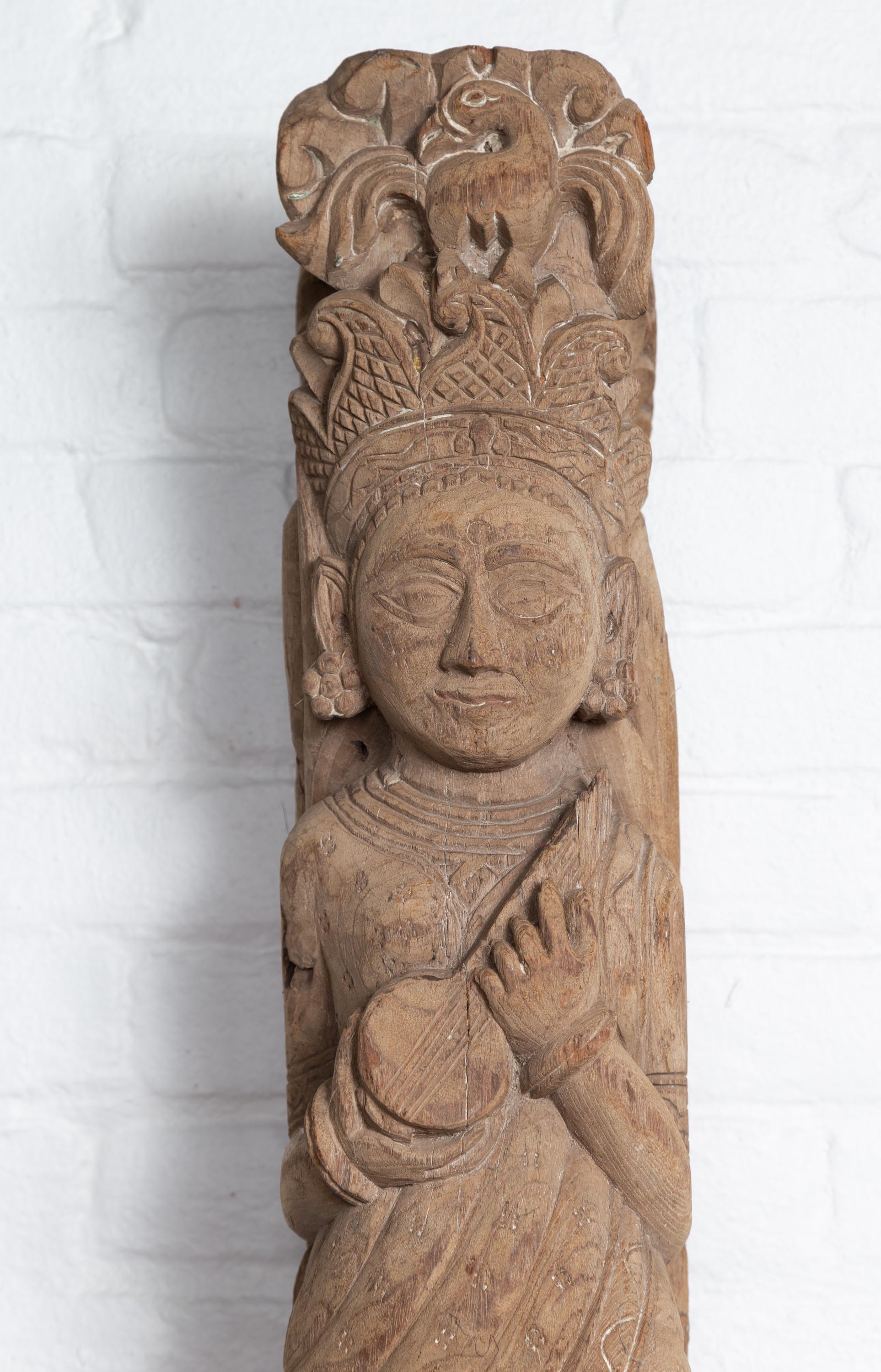 Carved Indian Temple Carving Statue from Gujarat Depicting a Celestial Musician 5