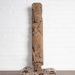 Carved Indian Temple Carving Statue from Gujarat Depicting a Celestial Musician