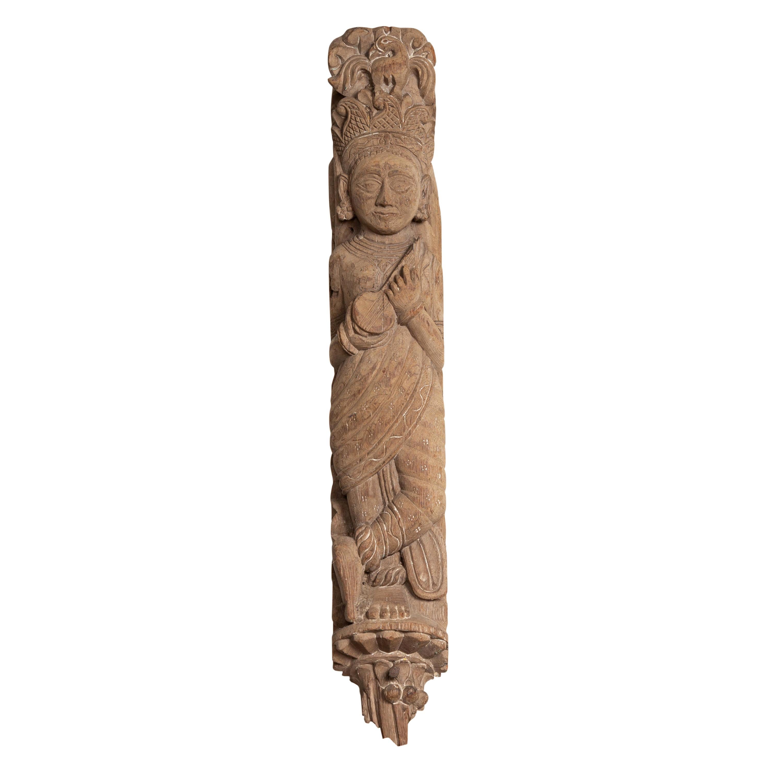 Carved Indian Temple Carving Statue from Gujarat Depicting a Celestial Musician