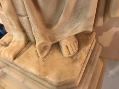 Carved Italian Alabaster Sculpture of a Maiden at the Well, circa 1900