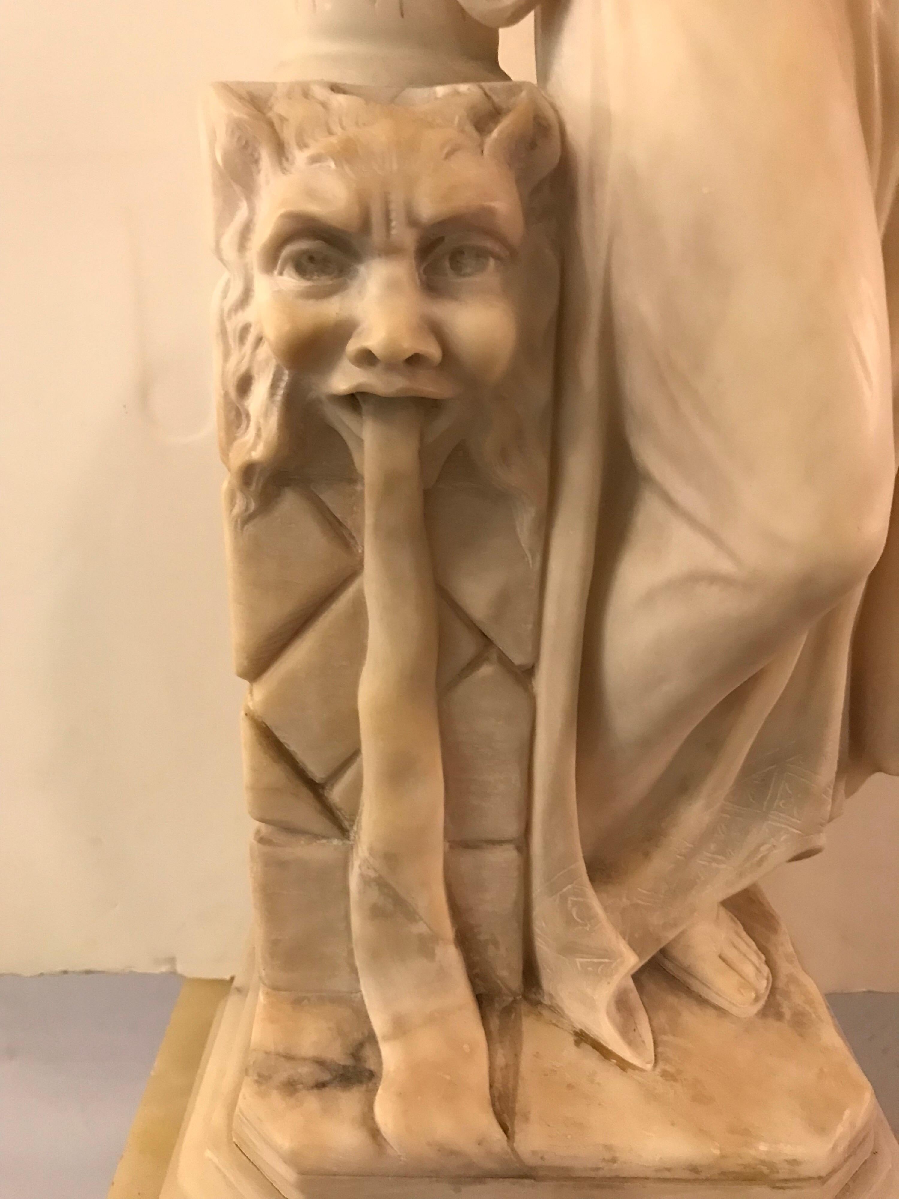 Escultura de alabastro italiano tallado de una doncella en el pozo, hacia 1900 en Bueno estado para la venta en Los Angeles, CA