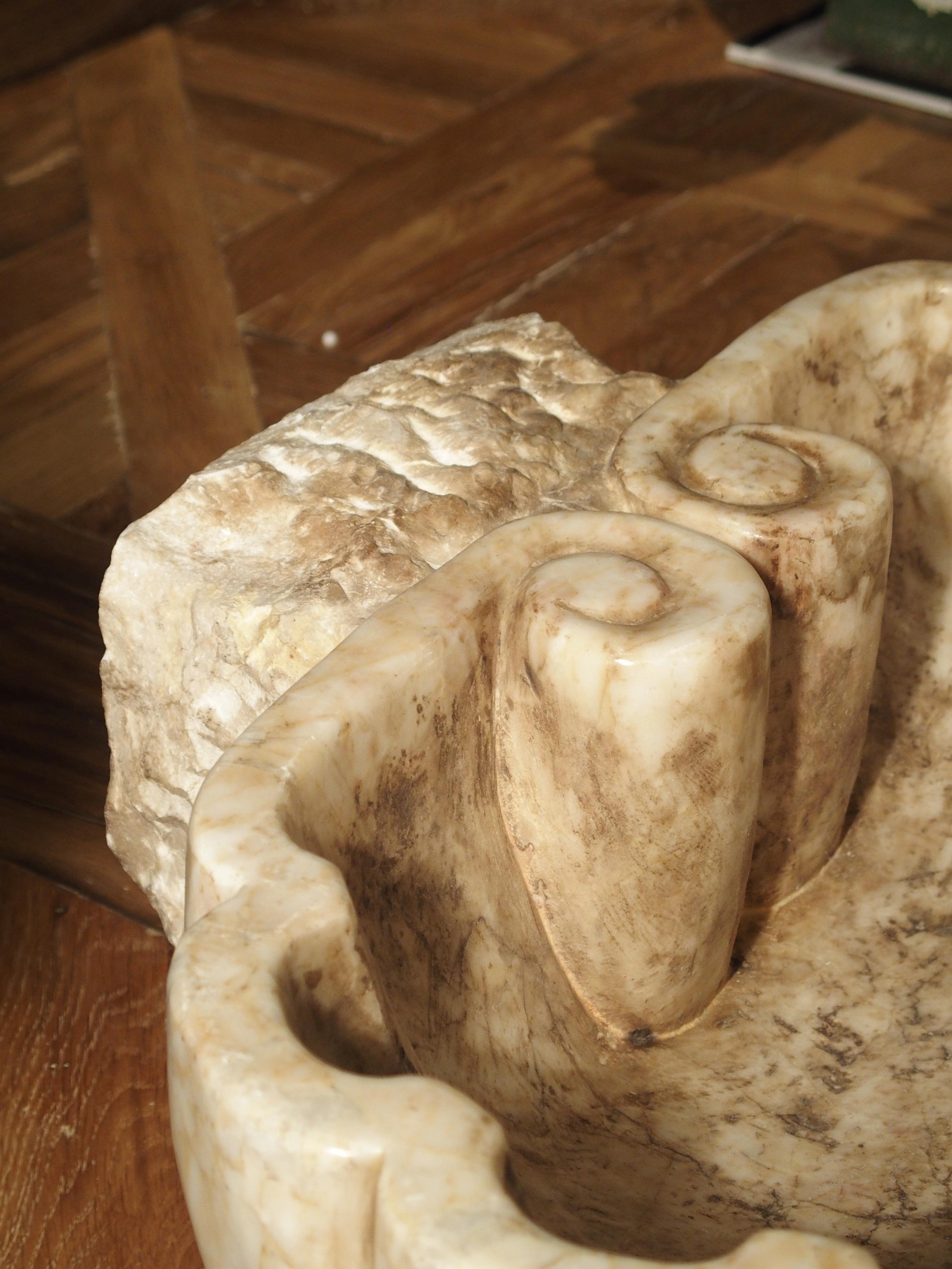 Carved Italian Breccia Marble Shell Form Sink 3