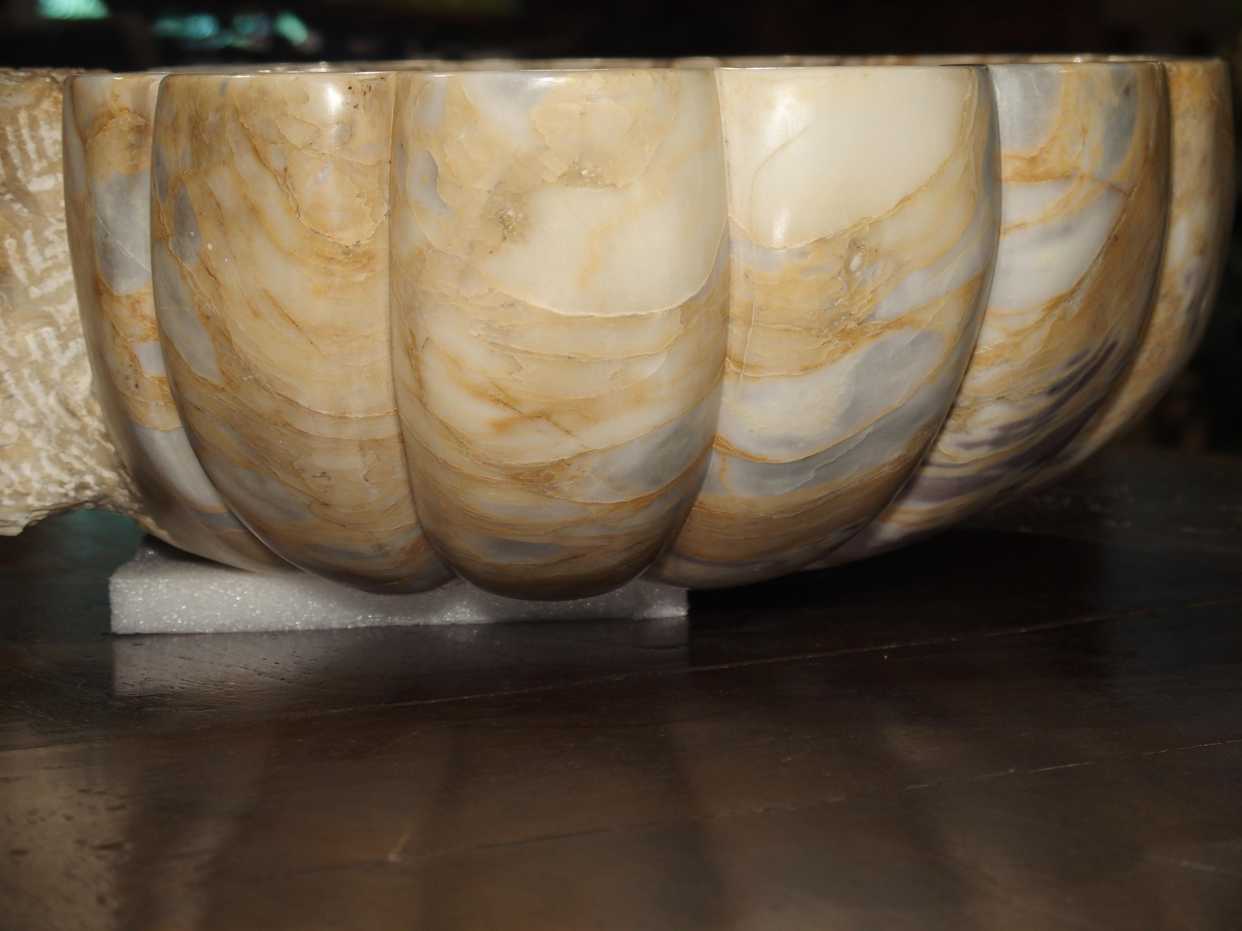 Carved Italian Breccia Marble Shell Form Sink 5