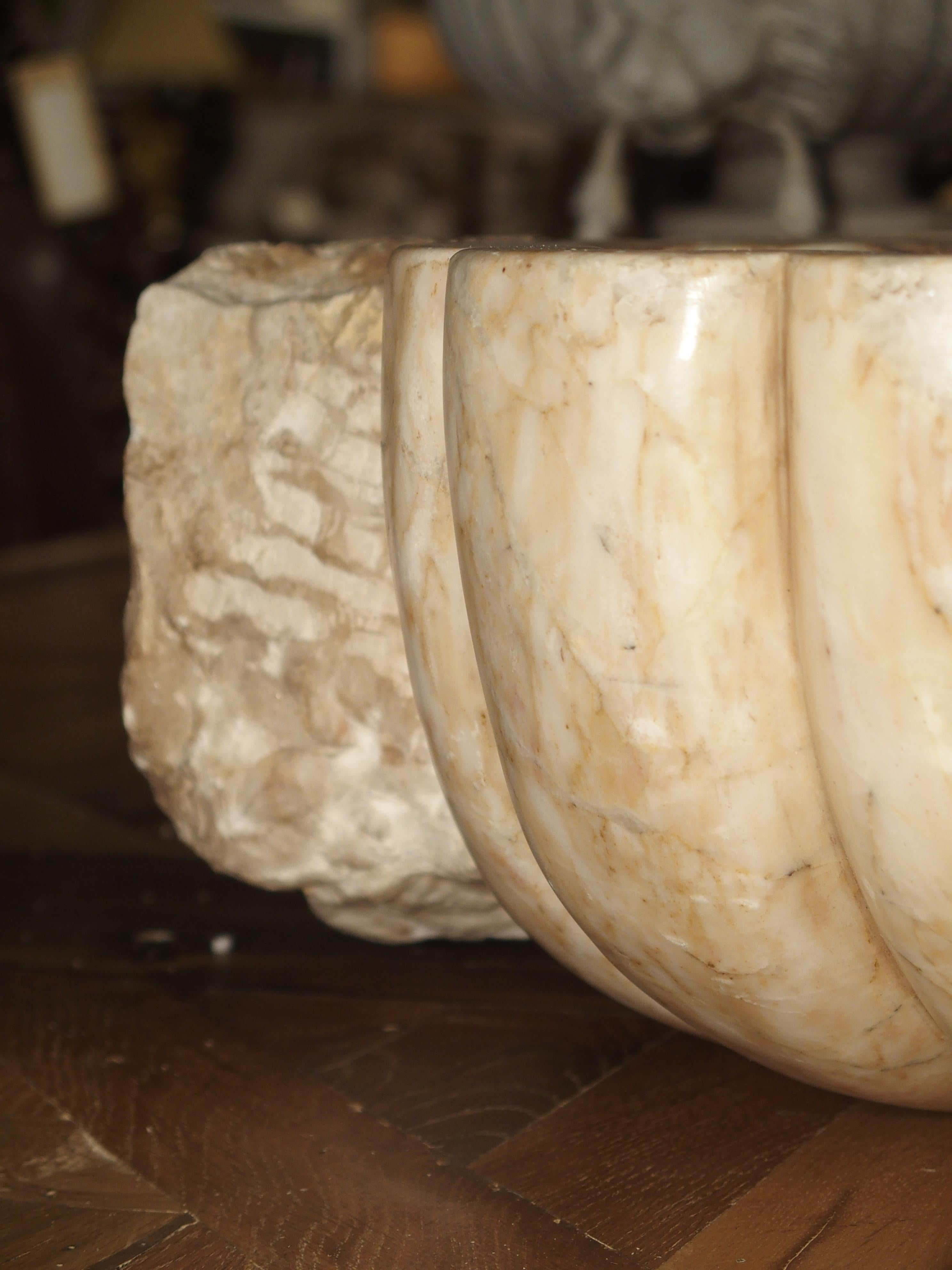 Carved Italian Breccia Marble Shell Form Sink 6
