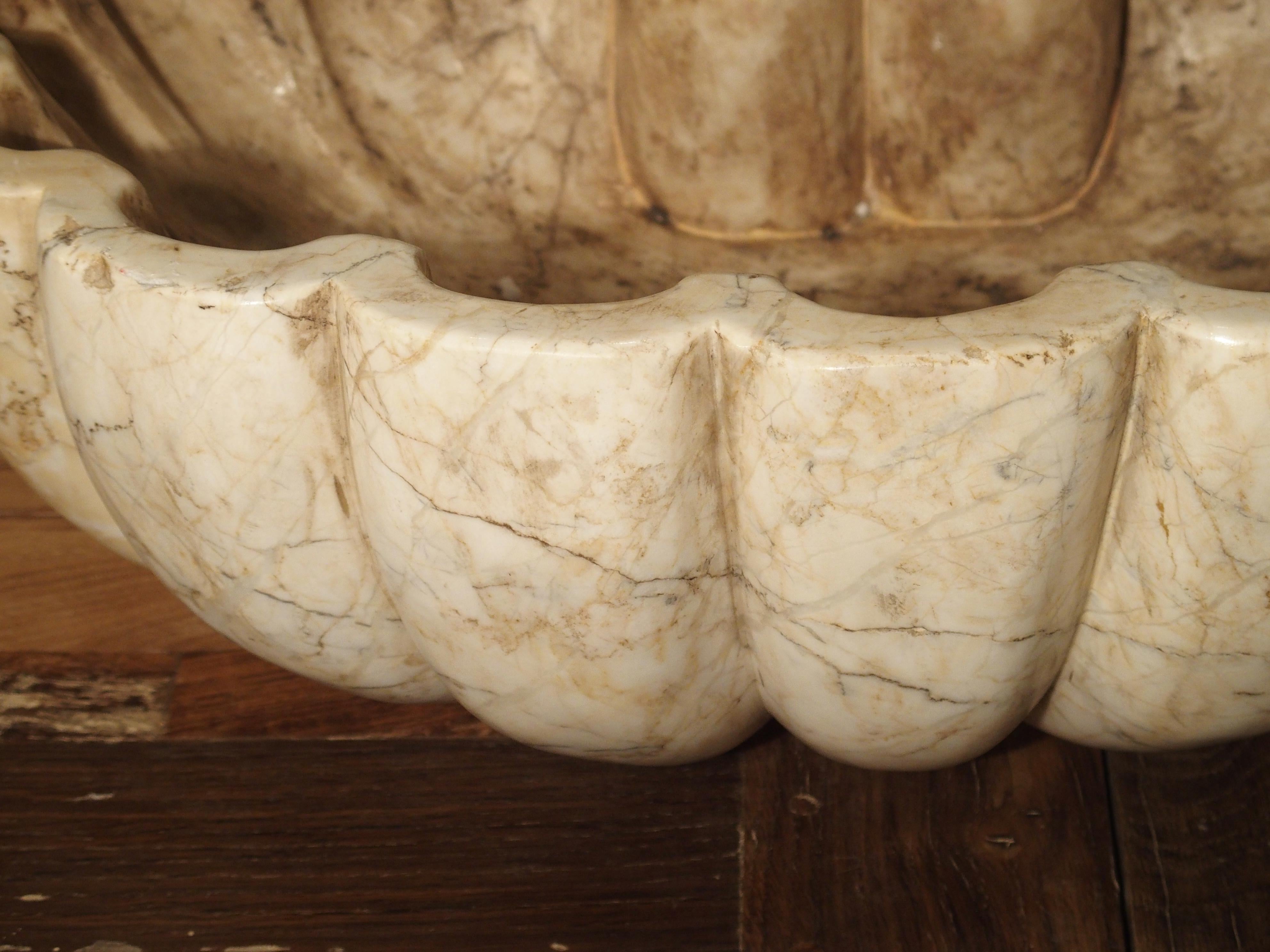 Carved Italian Breccia Marble Shell Form Sink 9