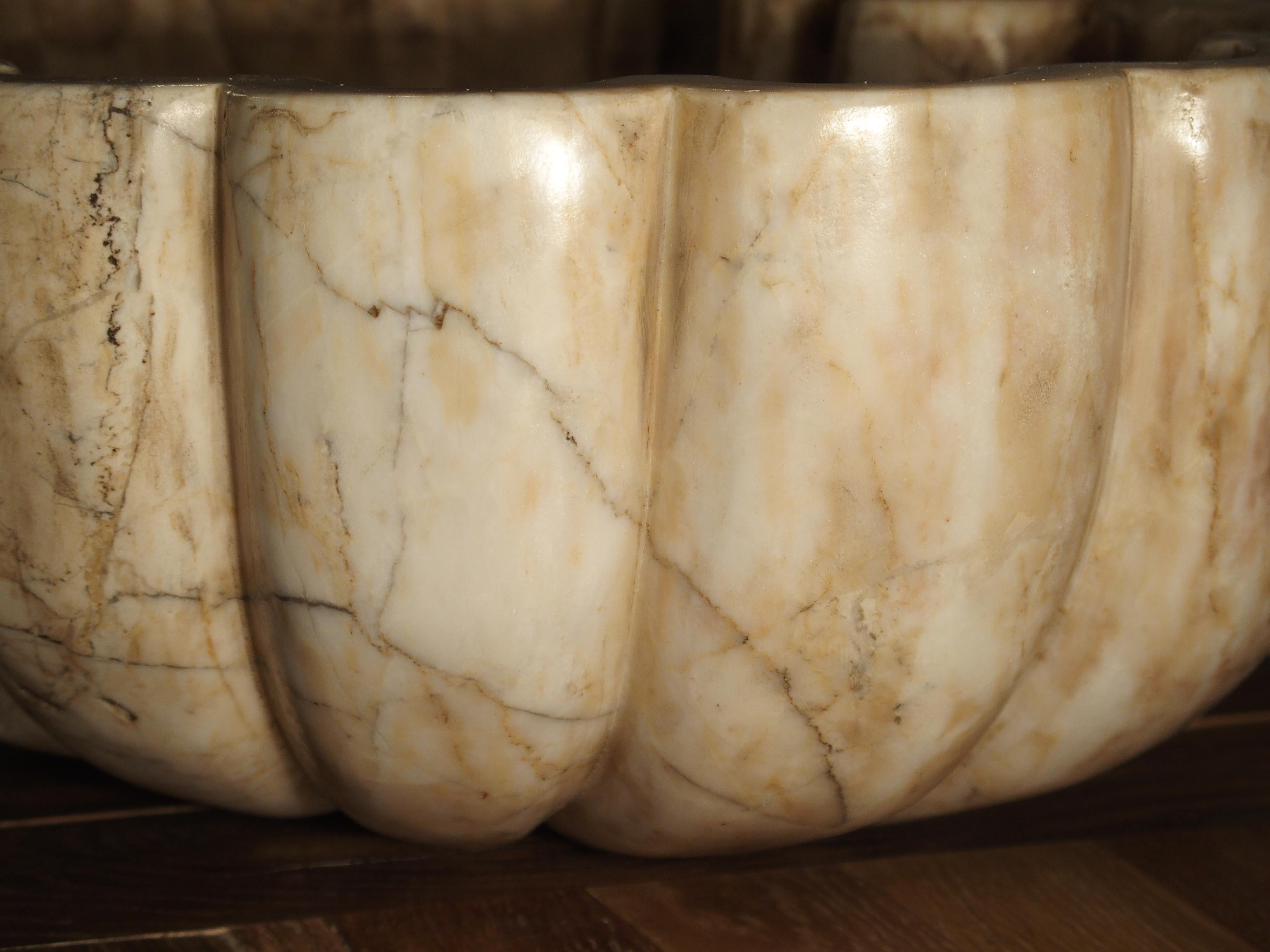 Carved Italian Breccia Marble Shell Form Sink 3