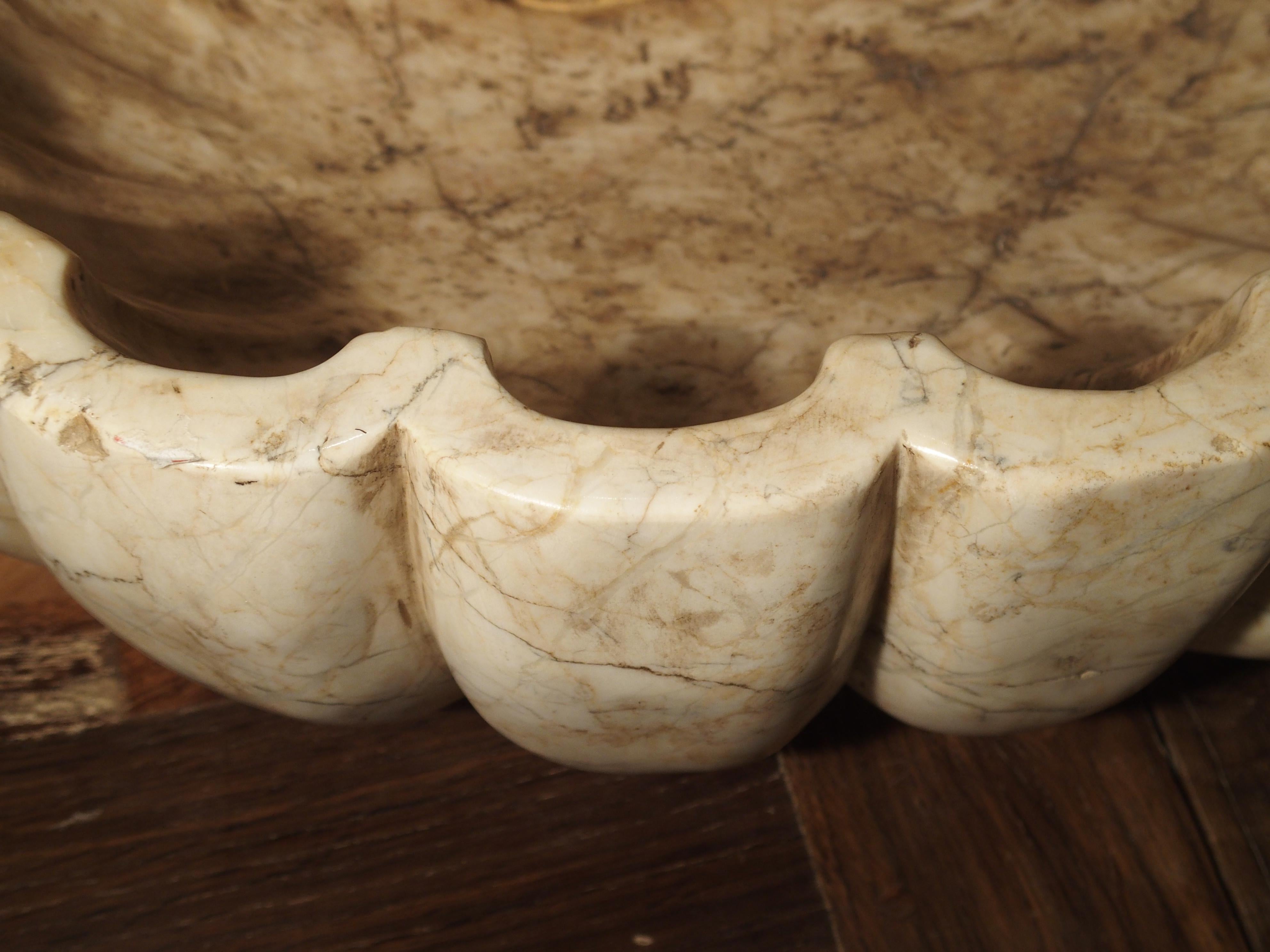 Carved Italian Breccia Marble Shell Form Sink 4