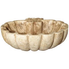 Carved Italian Breccia Marble Shell Form Sink