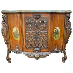 Antique Carved Italian Chest with Marble Top