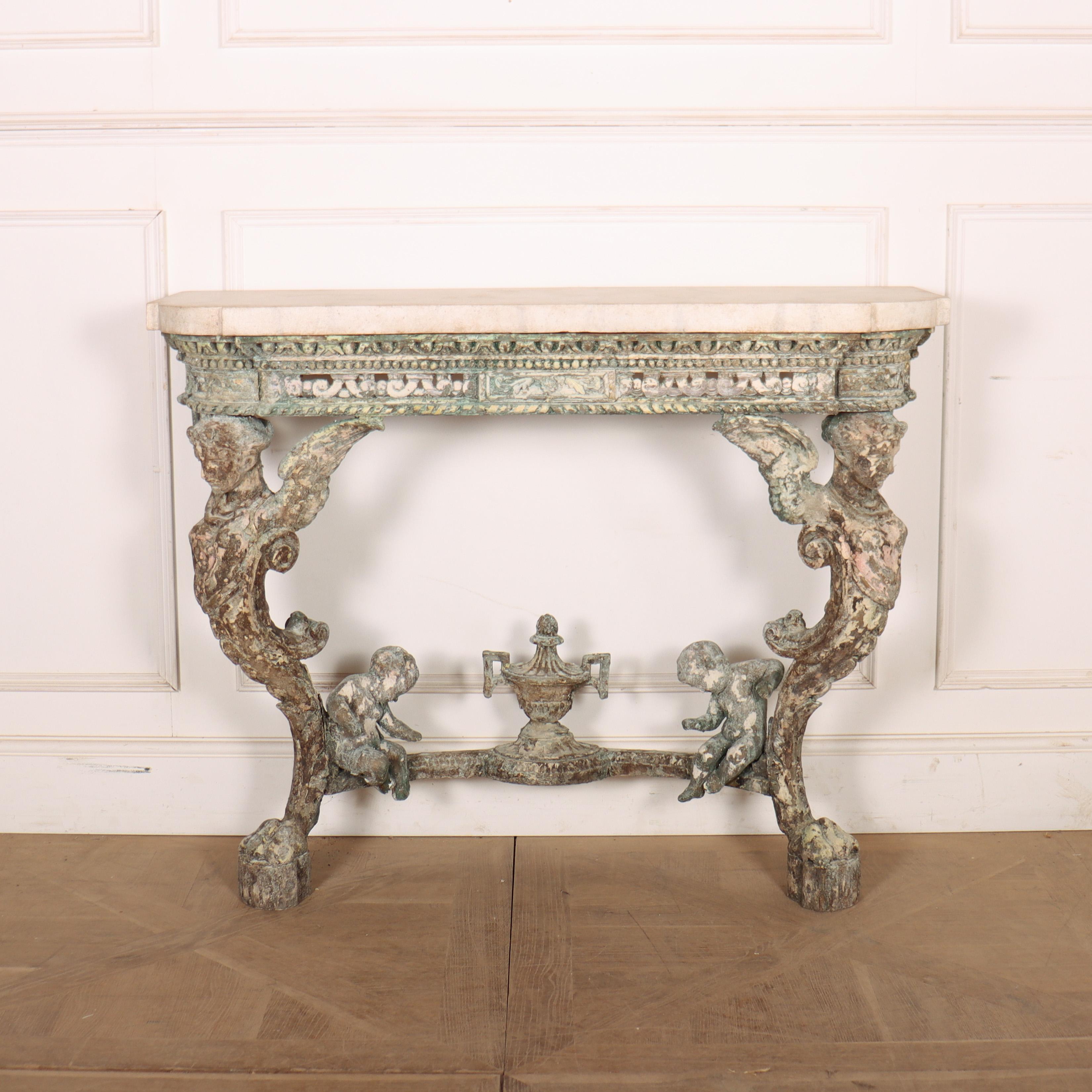 Really funky early 19th century Italian carved pine console table with a 1.5-inch thick faux marble top. 1820. 


Code: 9110

Dimensions:
W: 46