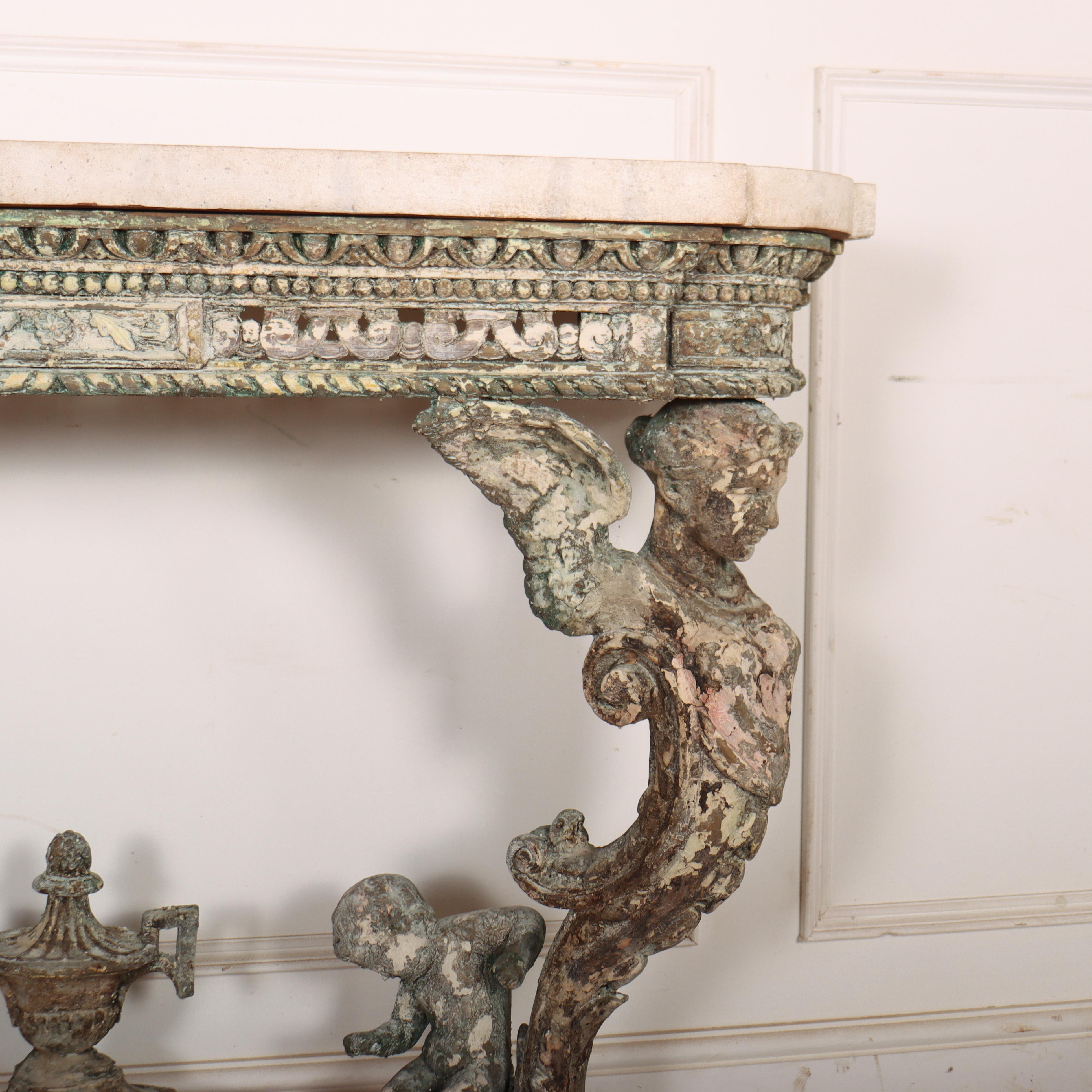 Pine Carved Italian Console Table For Sale