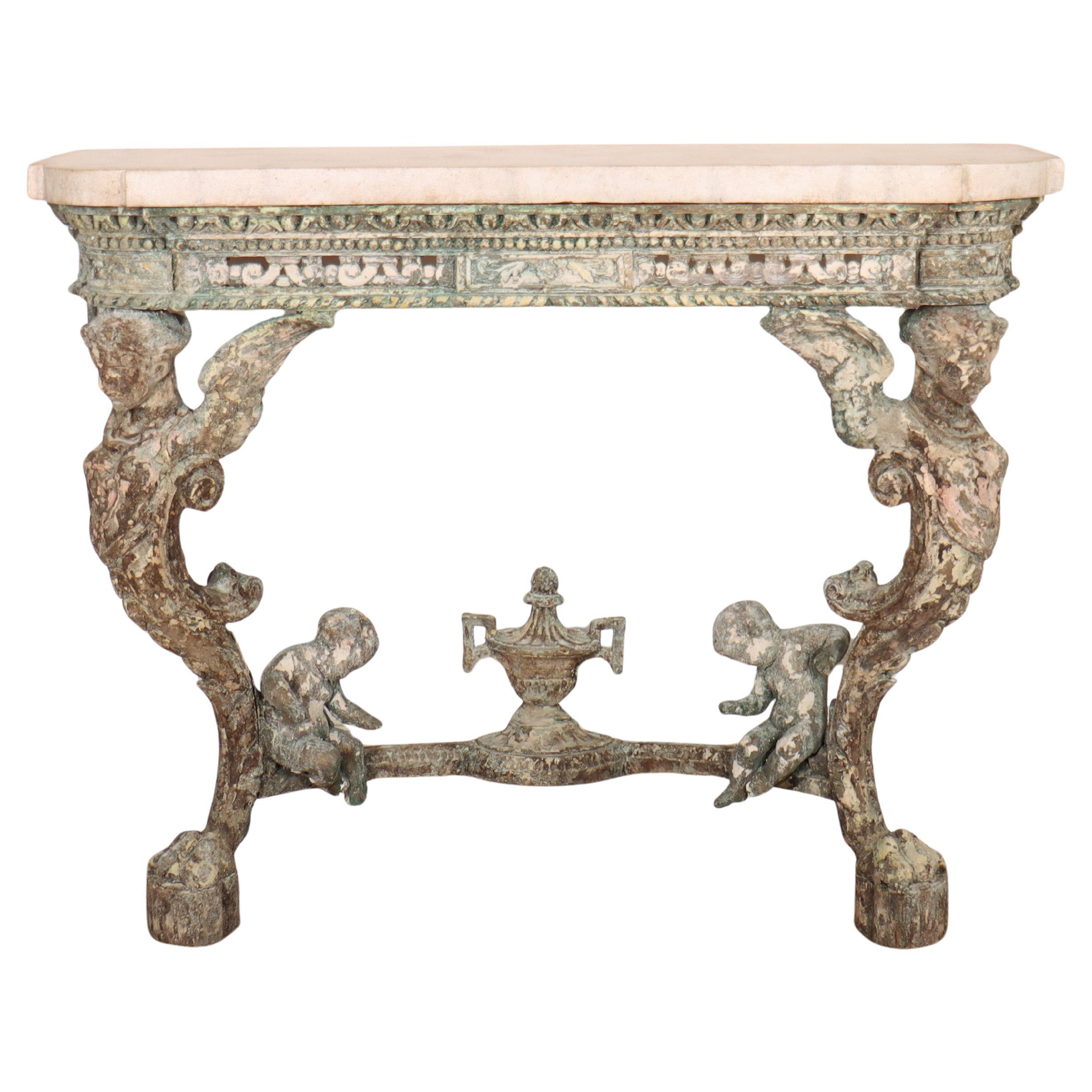 Carved Italian Console Table For Sale
