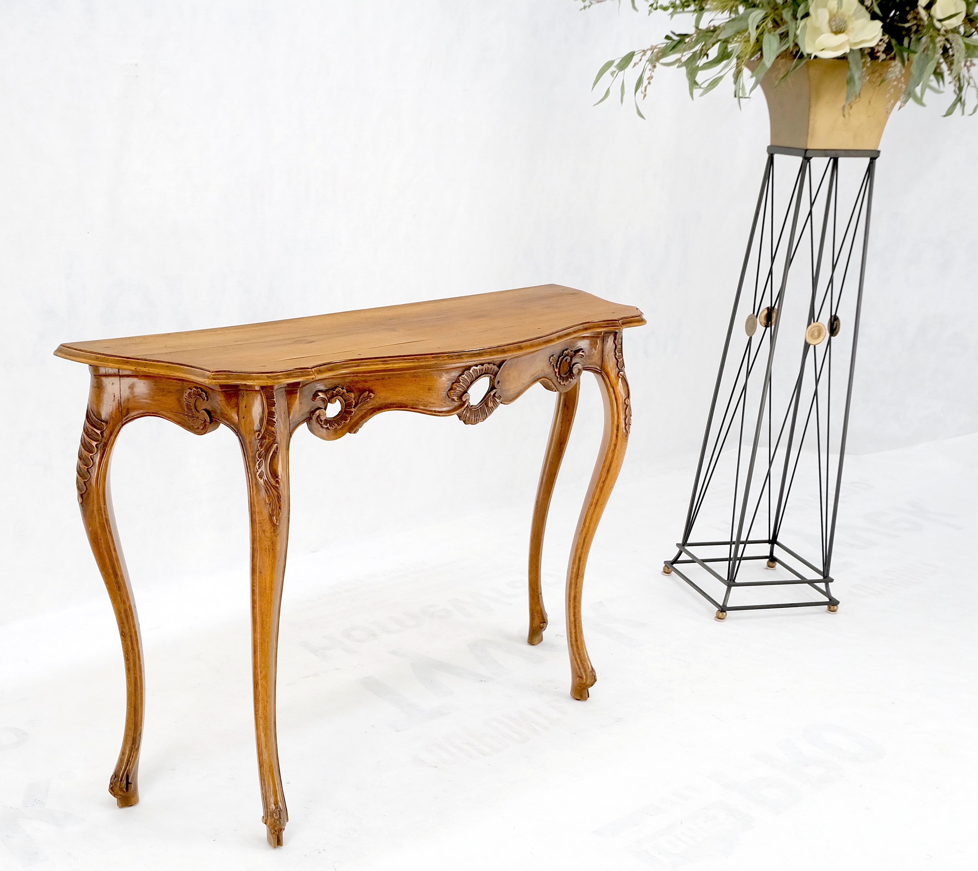 Lacquered Carved Italian Demilune Console Table on Thin Legs Made in Italy For Sale