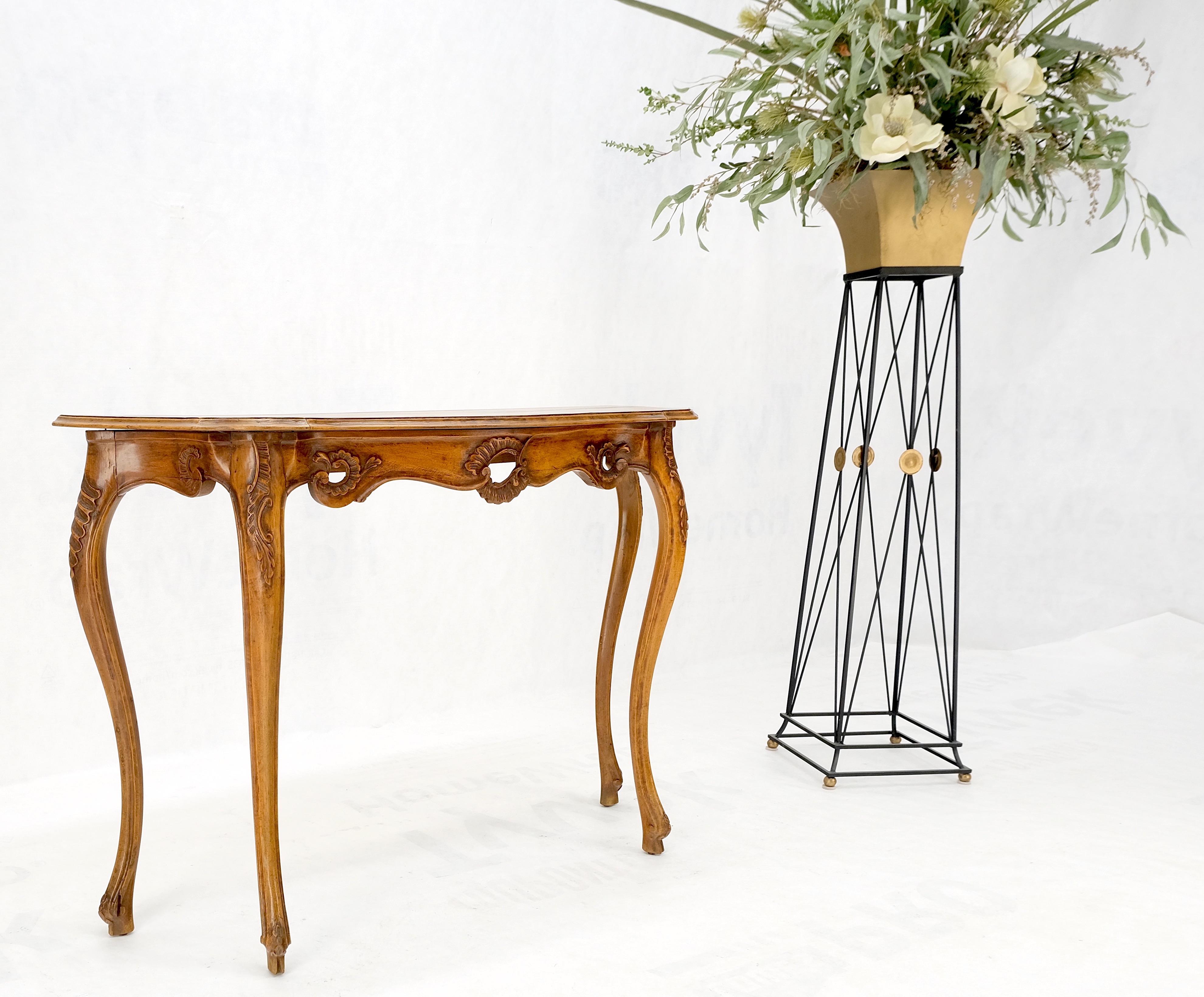 20th Century Carved Italian Demilune Console Table on Thin Legs Made in Italy For Sale