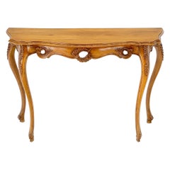 Carved Italian Demilune Console Table on Thin Legs Made in Italy