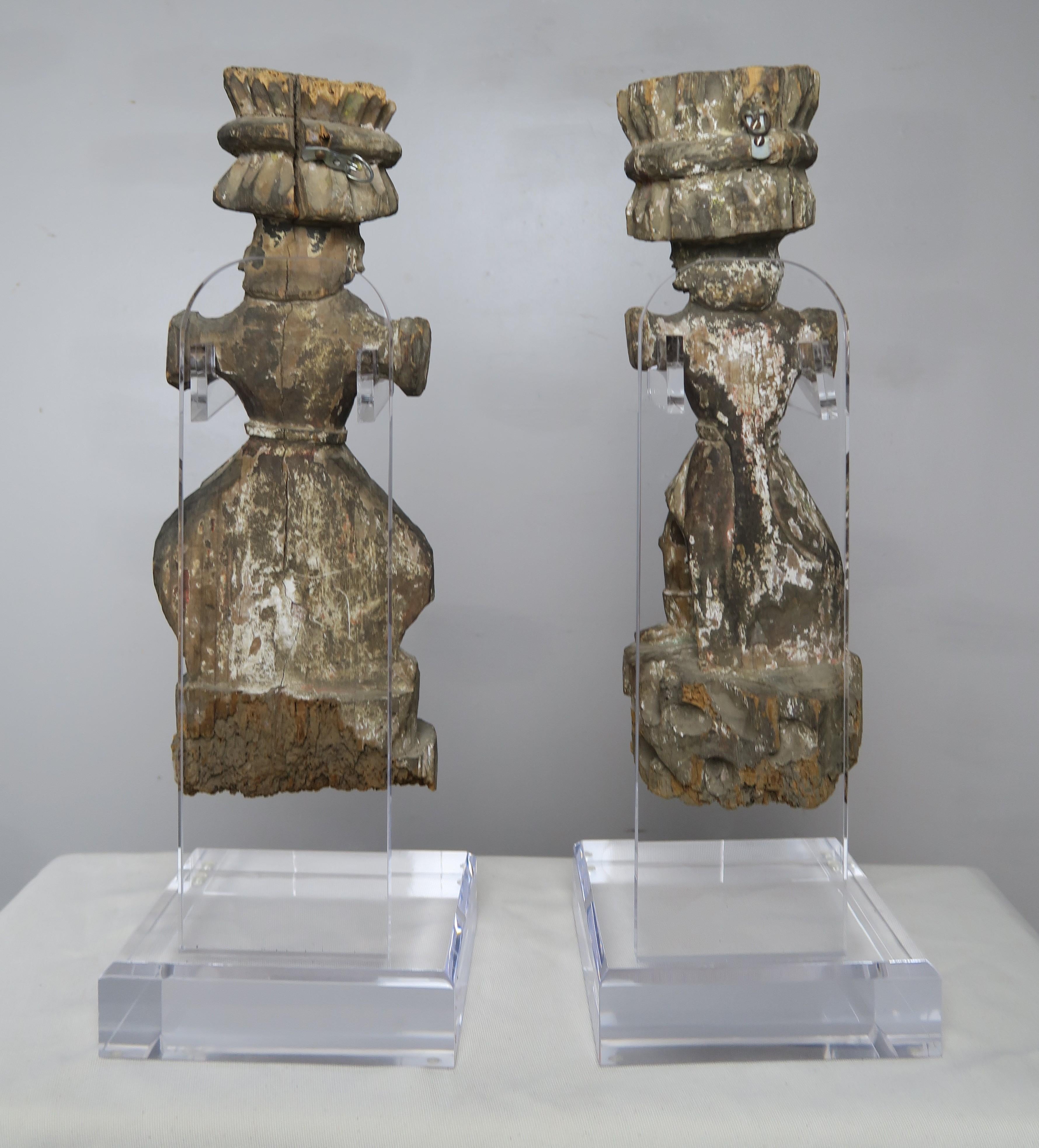 Carved Italian Gilt Wood Figures on Lucite Stands 7