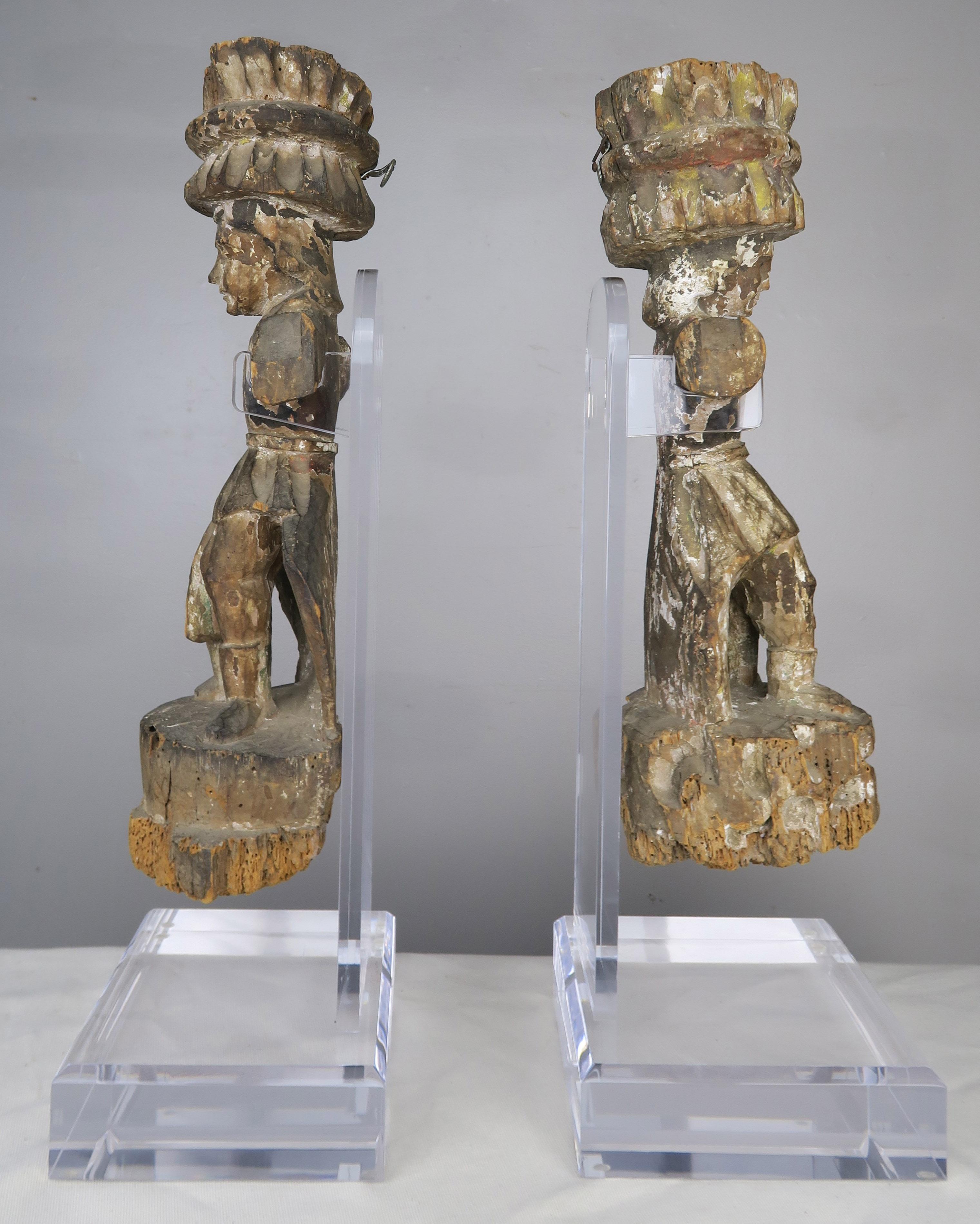 Carved Italian Gilt Wood Figures on Lucite Stands 3