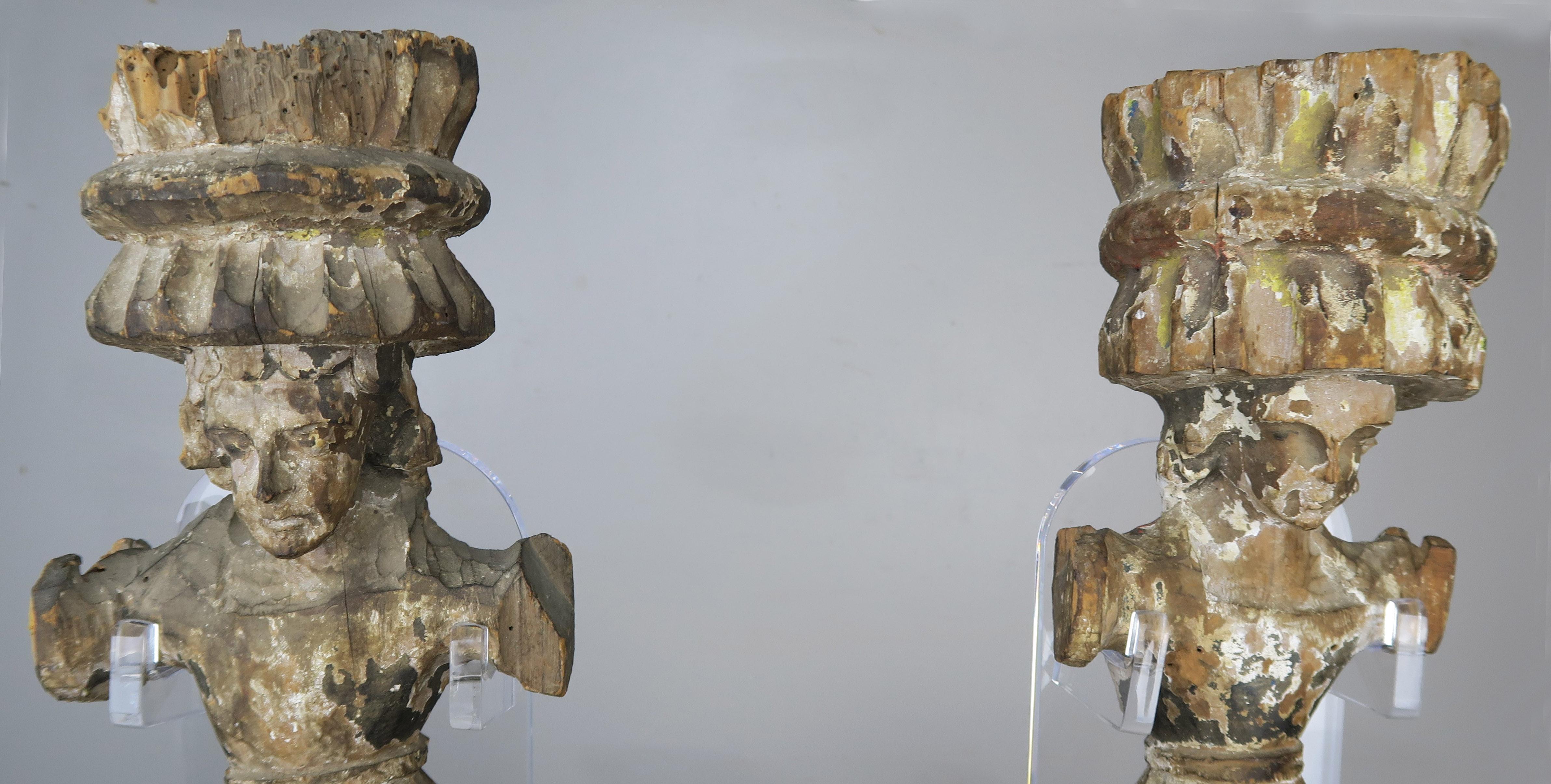 Carved Italian Gilt Wood Figures on Lucite Stands 4