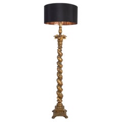 Carved Italian Gilt Wood Floor Lamp with Grapes and Leaves, c1850