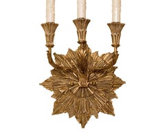 Carved Italian Giltwood Three-Arm Sconce by Randy Esada Designs
