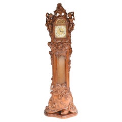 Antique Carved Italian Grandfather Clock Walnut Cherubs
