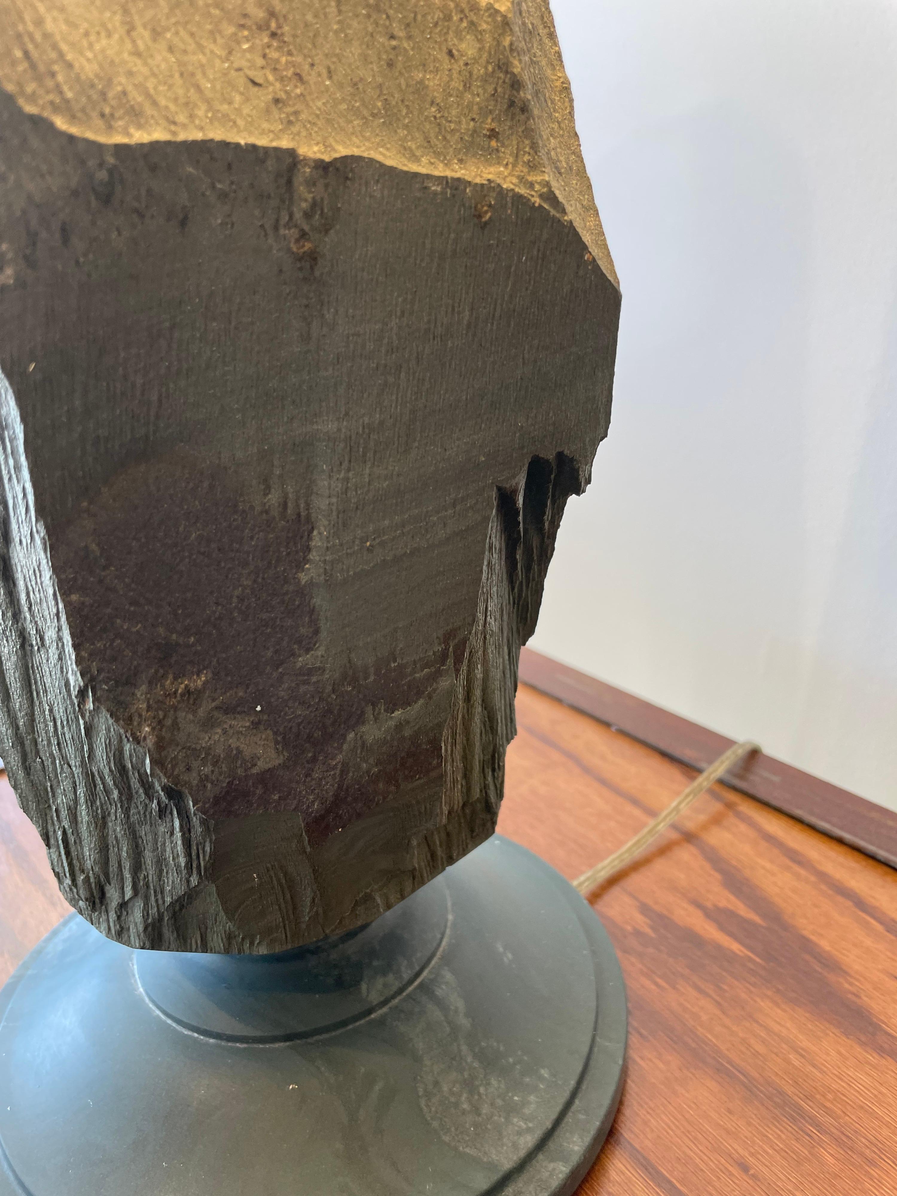 Solid Carved Italian Green Marble Table Lamp In Good Condition In East Hampton, NY