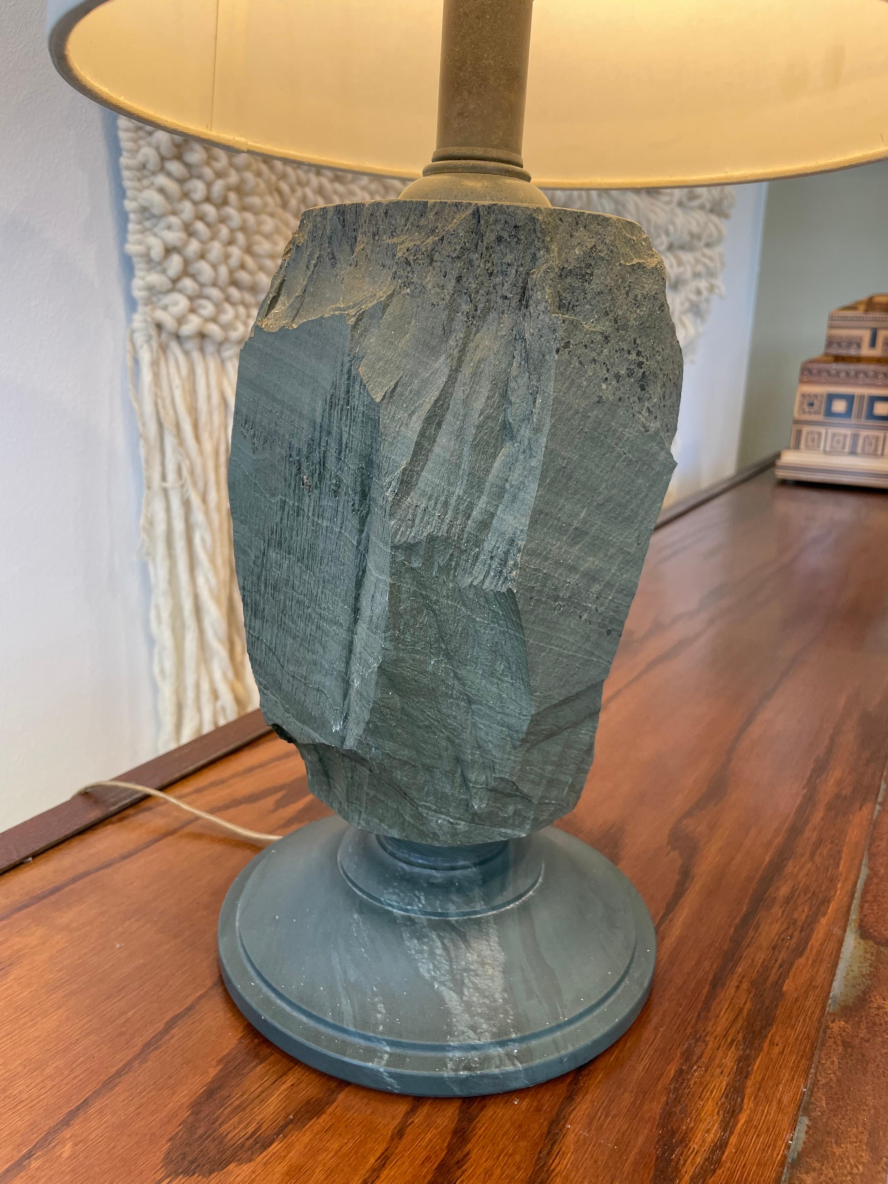 Solid Carved Italian Green Marble Table Lamp 1