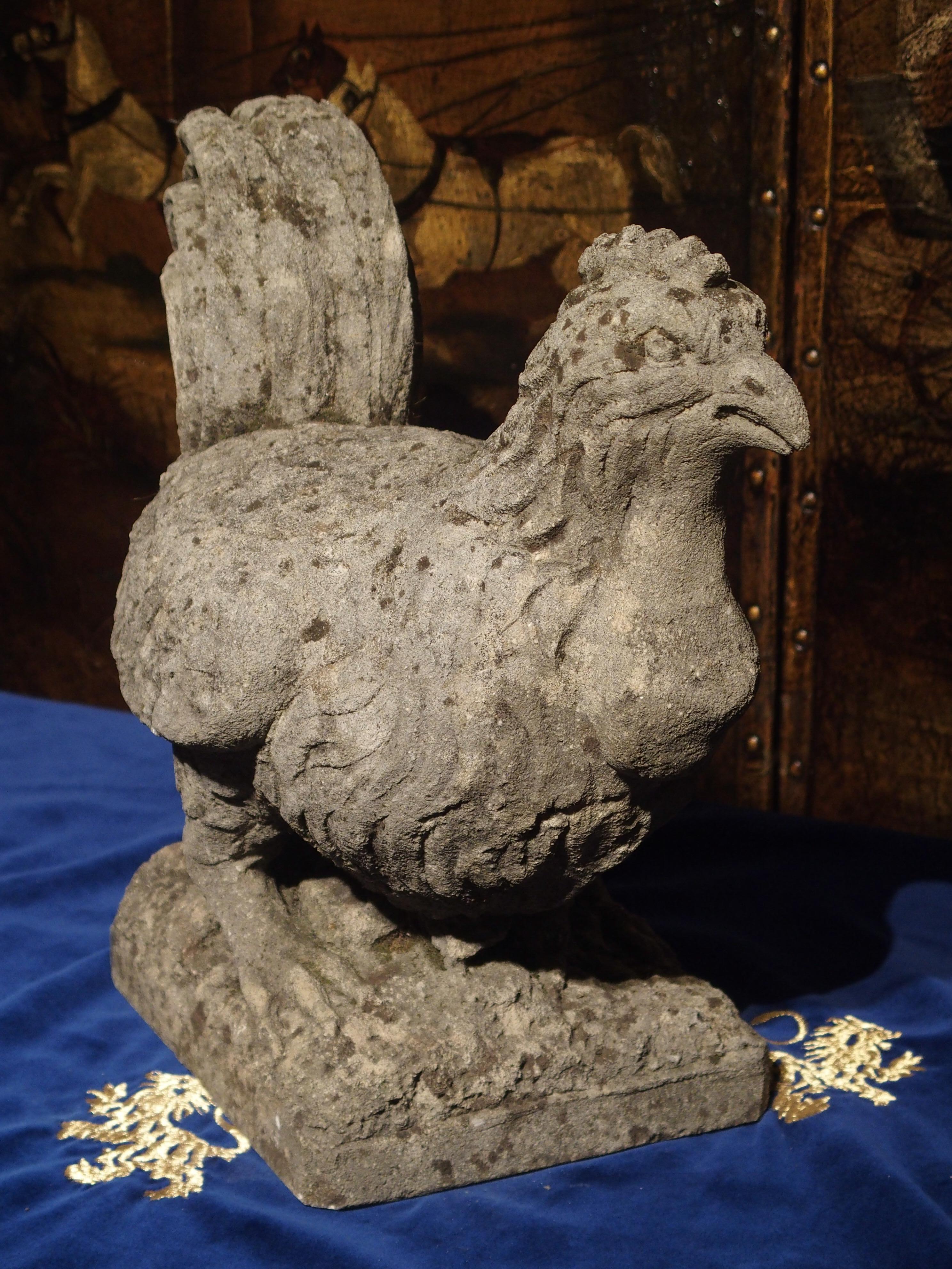 Carved Italian Limestone Chicken Statue, 20th Century 7