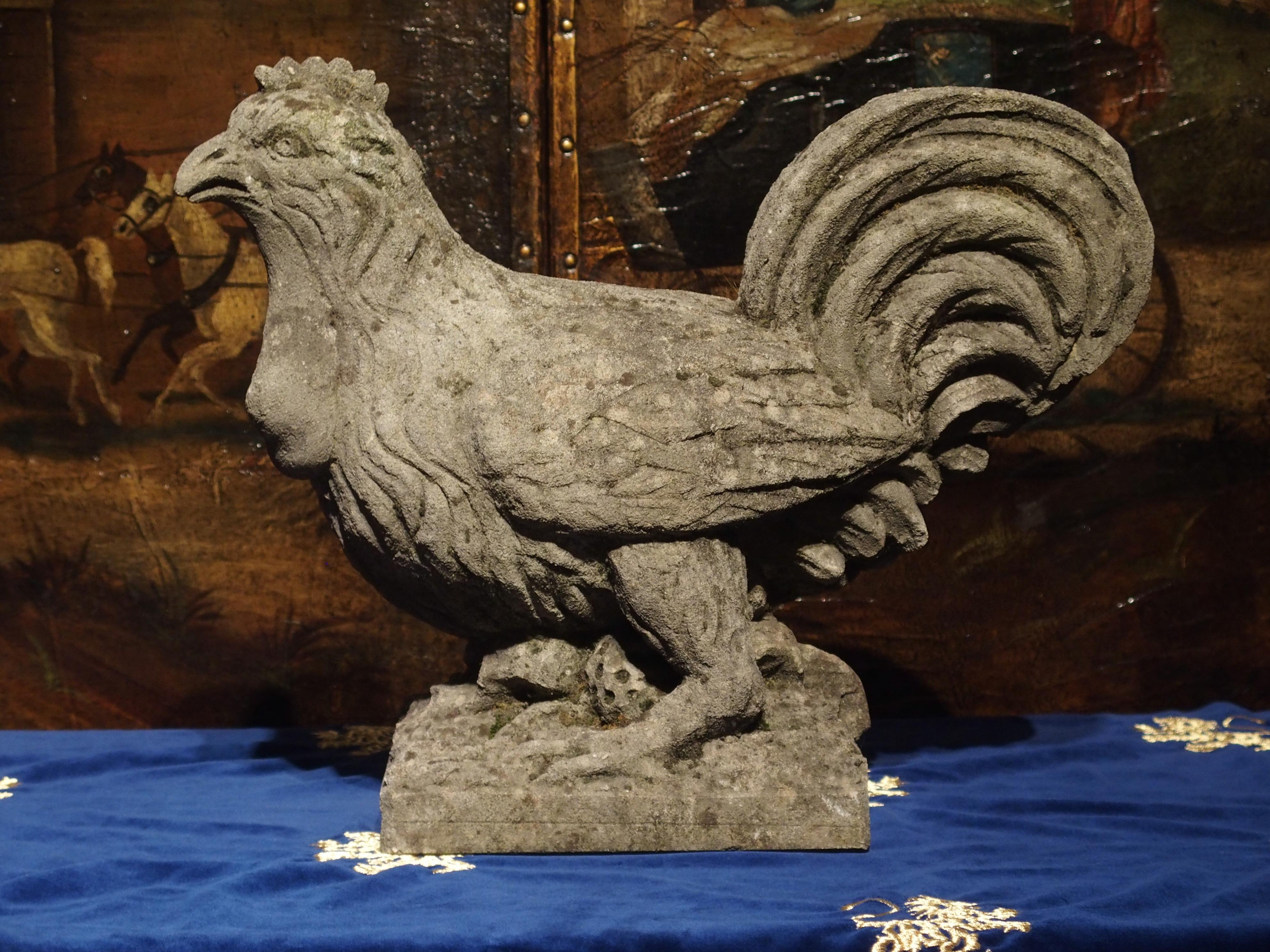 Carved Italian Limestone Chicken Statue, 20th Century 8