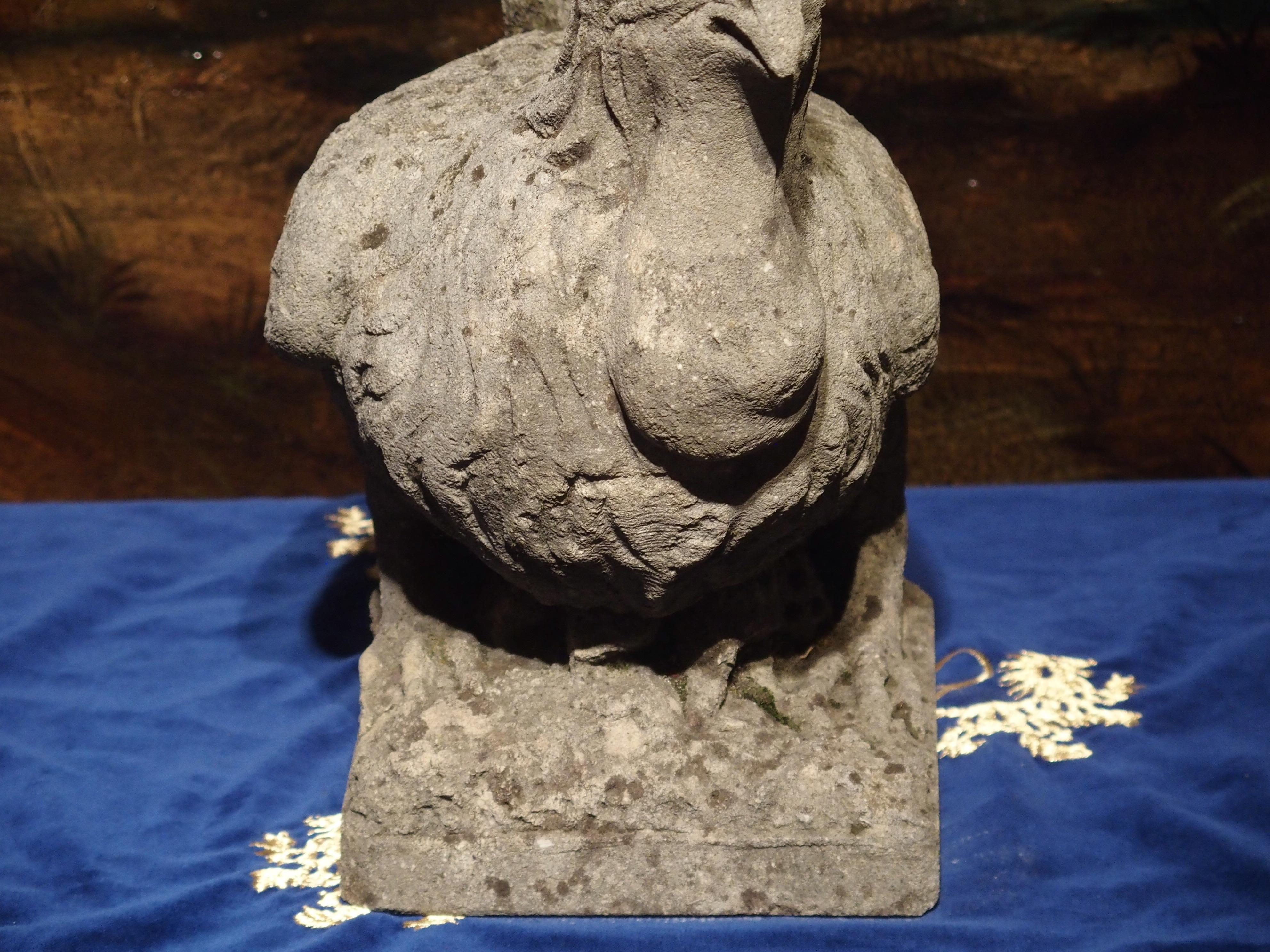 Carved Italian Limestone Chicken Statue, 20th Century 1