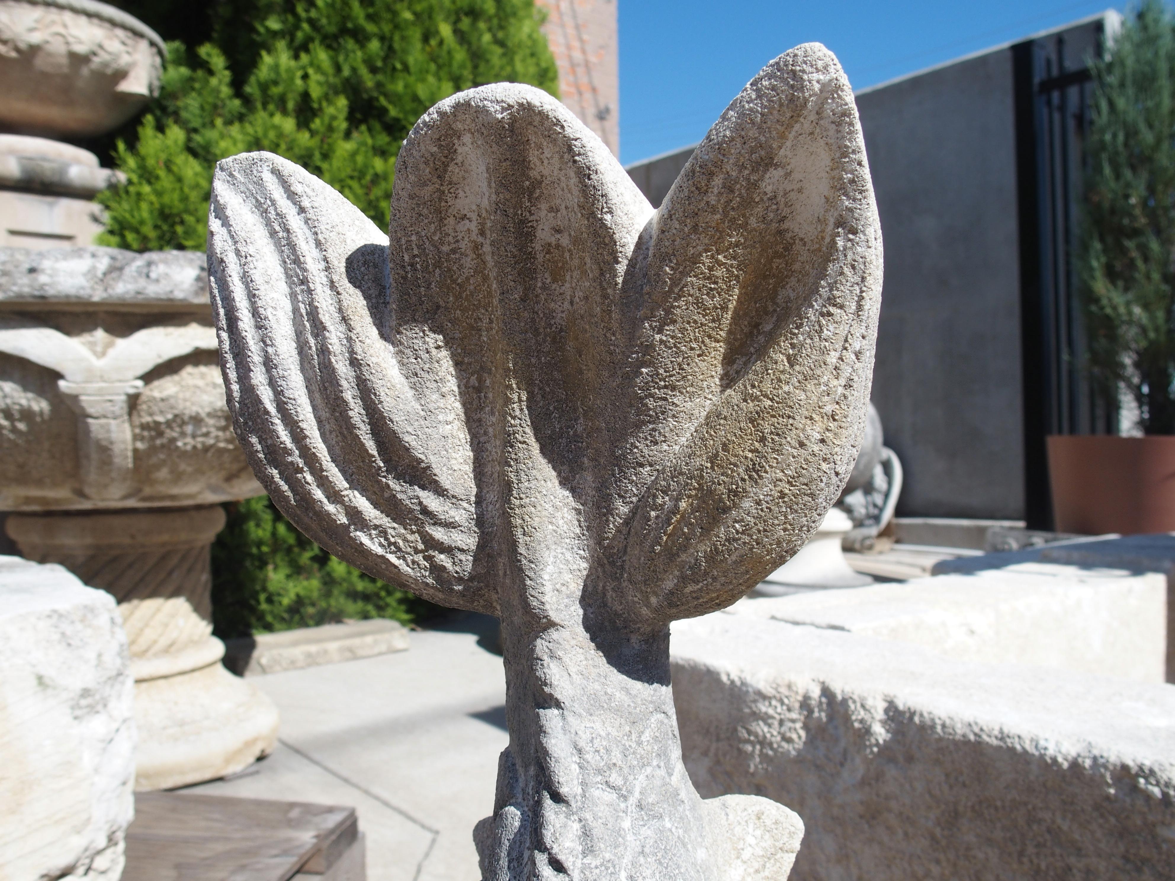 Elemento di fontana con delfino in pietra calcarea intagliata alla maniera di Bernini 1