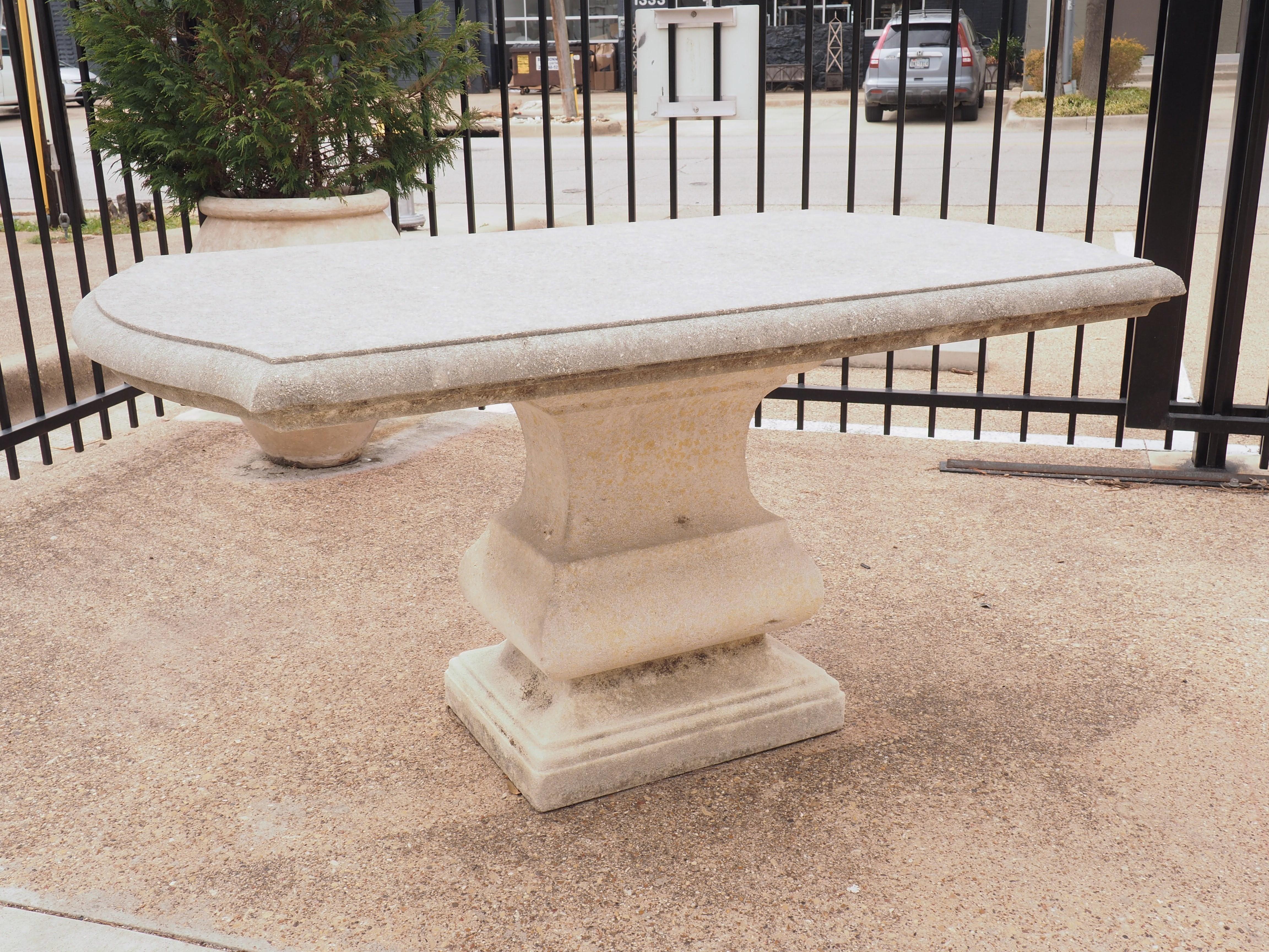 Hand-Carved Carved Italian Limestone Garden Table