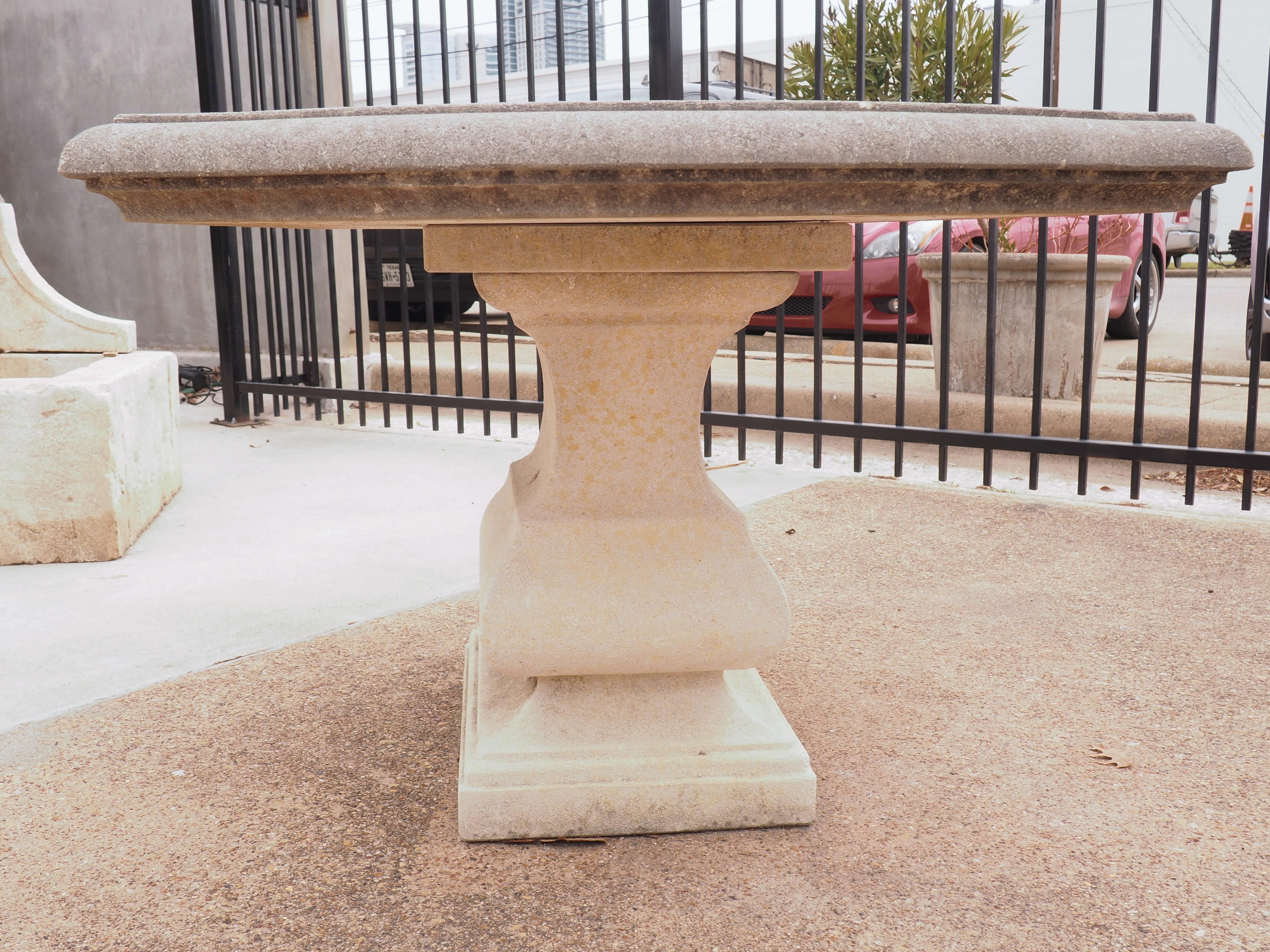 Contemporary Carved Italian Limestone Garden Table