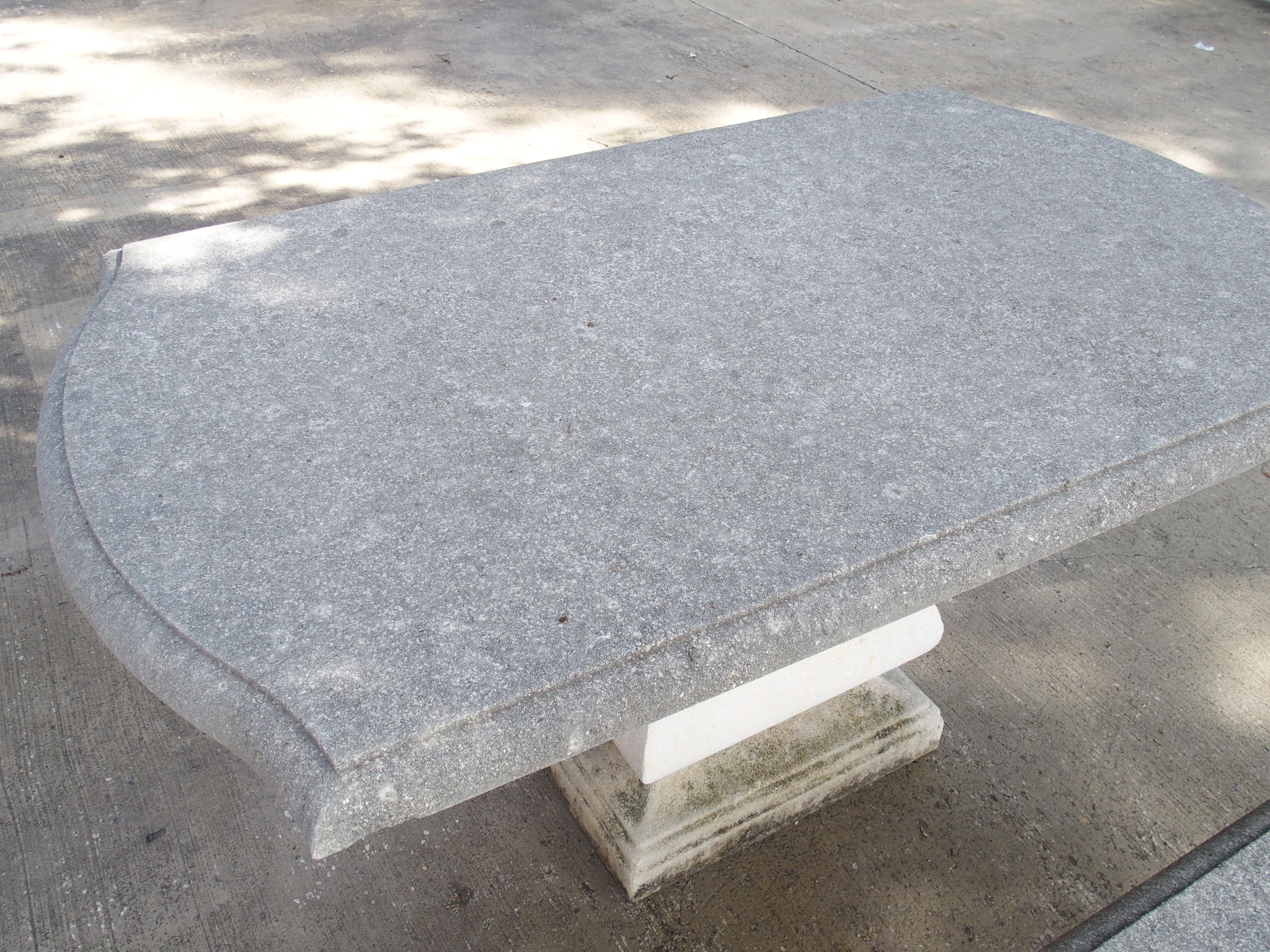 Carved Italian Limestone Garden Table with Matching Stone Benches 6