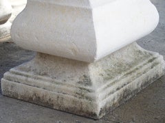 Carved Italian Limestone Garden Table with Matching Stone Benches