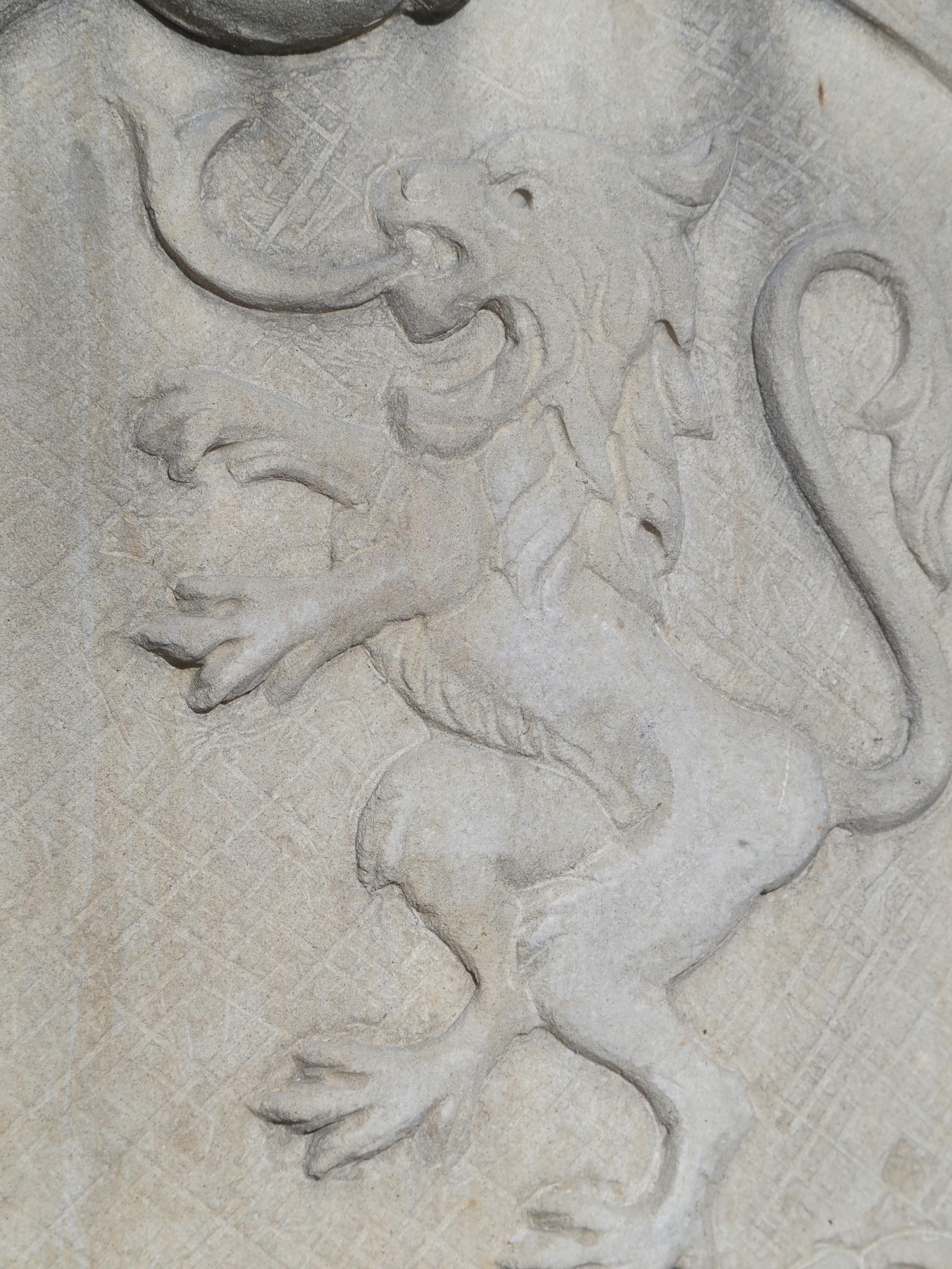 Carved Italian Limestone Plaque with Rampant Lion 6