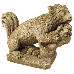 Carved Italian Limestone Squirrel Statue, 20th Century