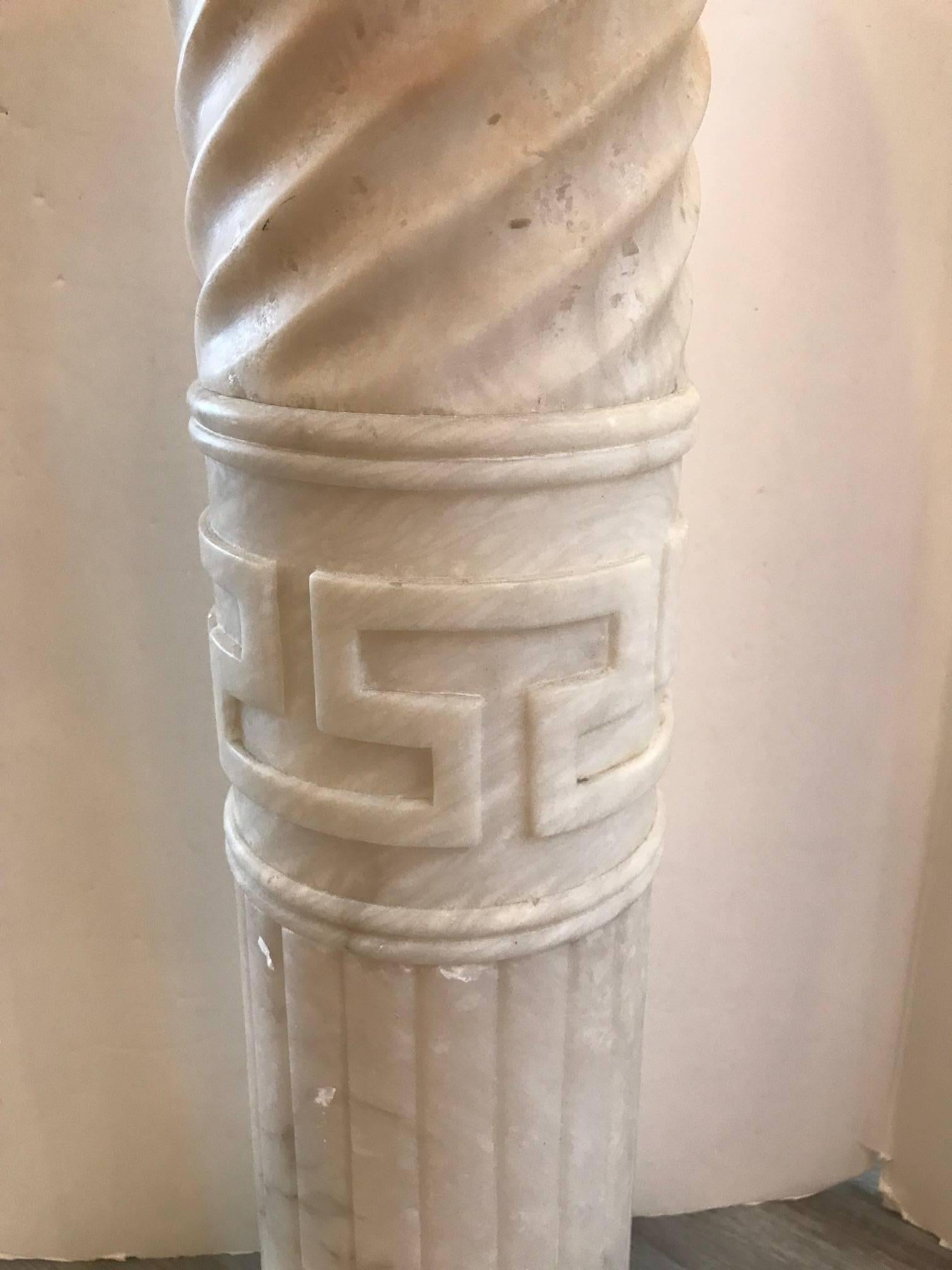 Neoclassical Carved Italian Marble Column Pedestal, 19th Century