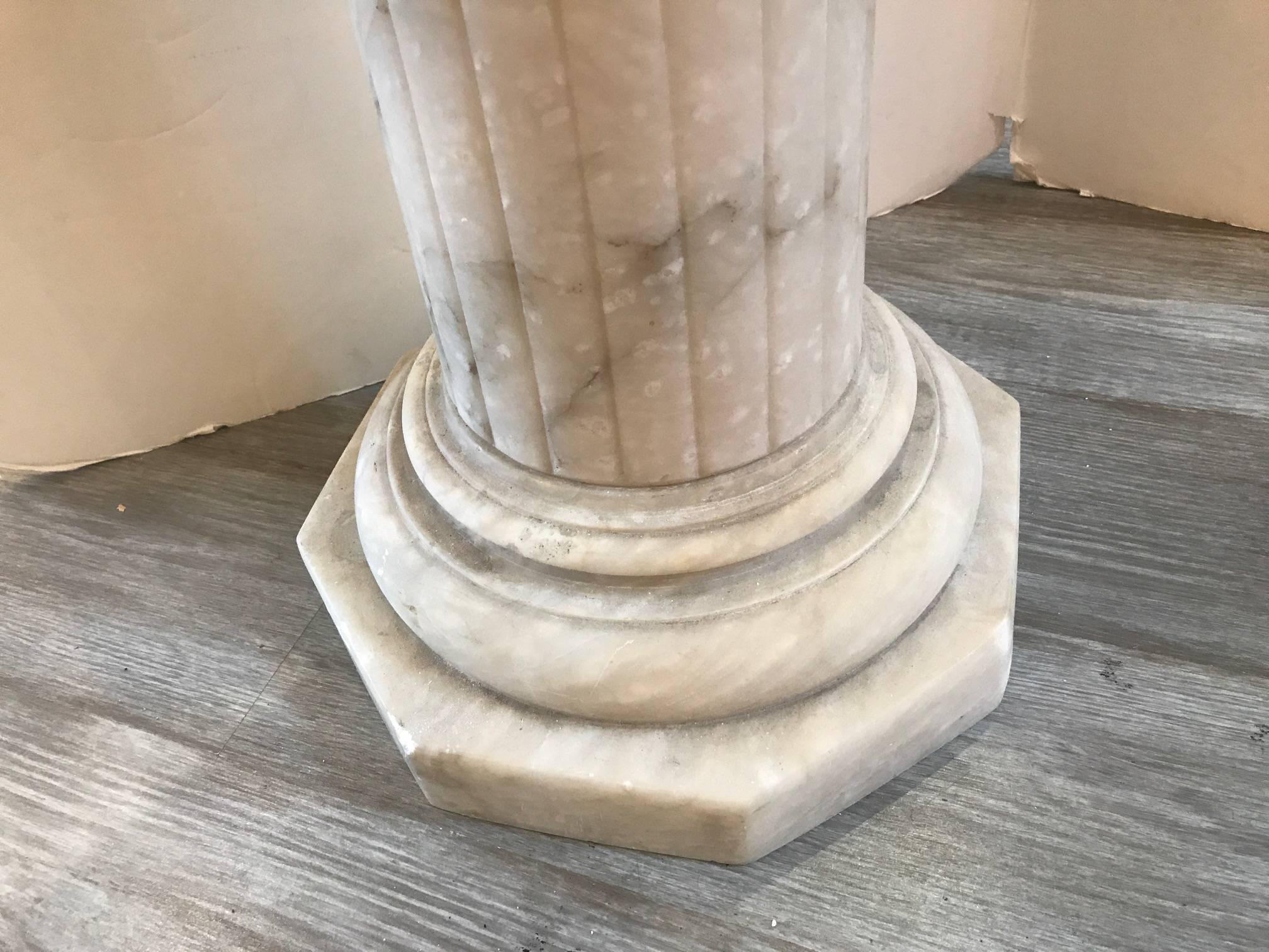 Late 19th Century Carved Italian Marble Column Pedestal, 19th Century