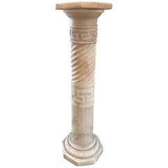Carved Italian Marble Column Pedestal, 19th Century