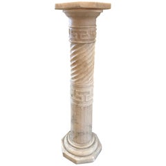 Carved Italian Marble Column Pedestal, 19th Century