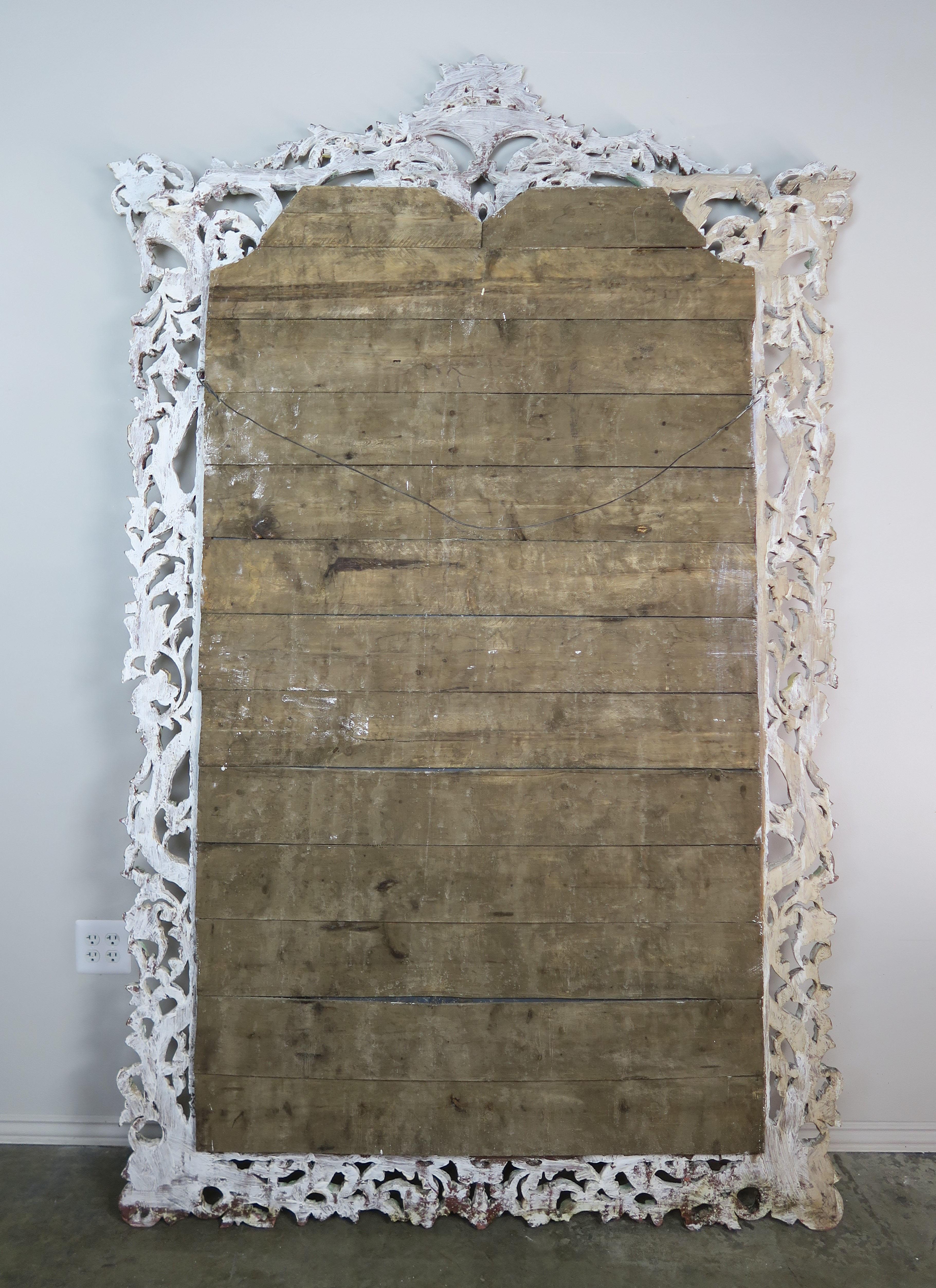 Carved Italian Rococo Style Painted Mirror, circa 1930s 4