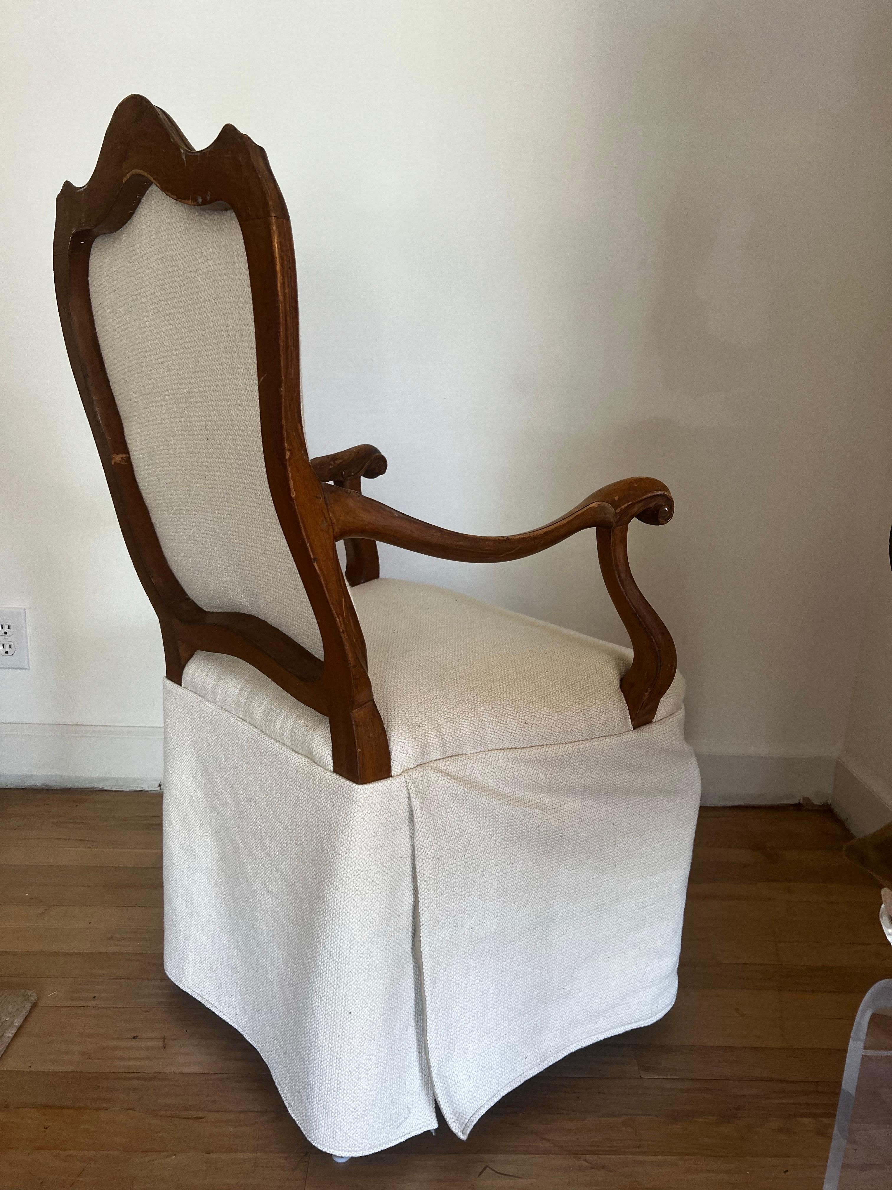 Carved Italian Skirted Armchair For Sale 5