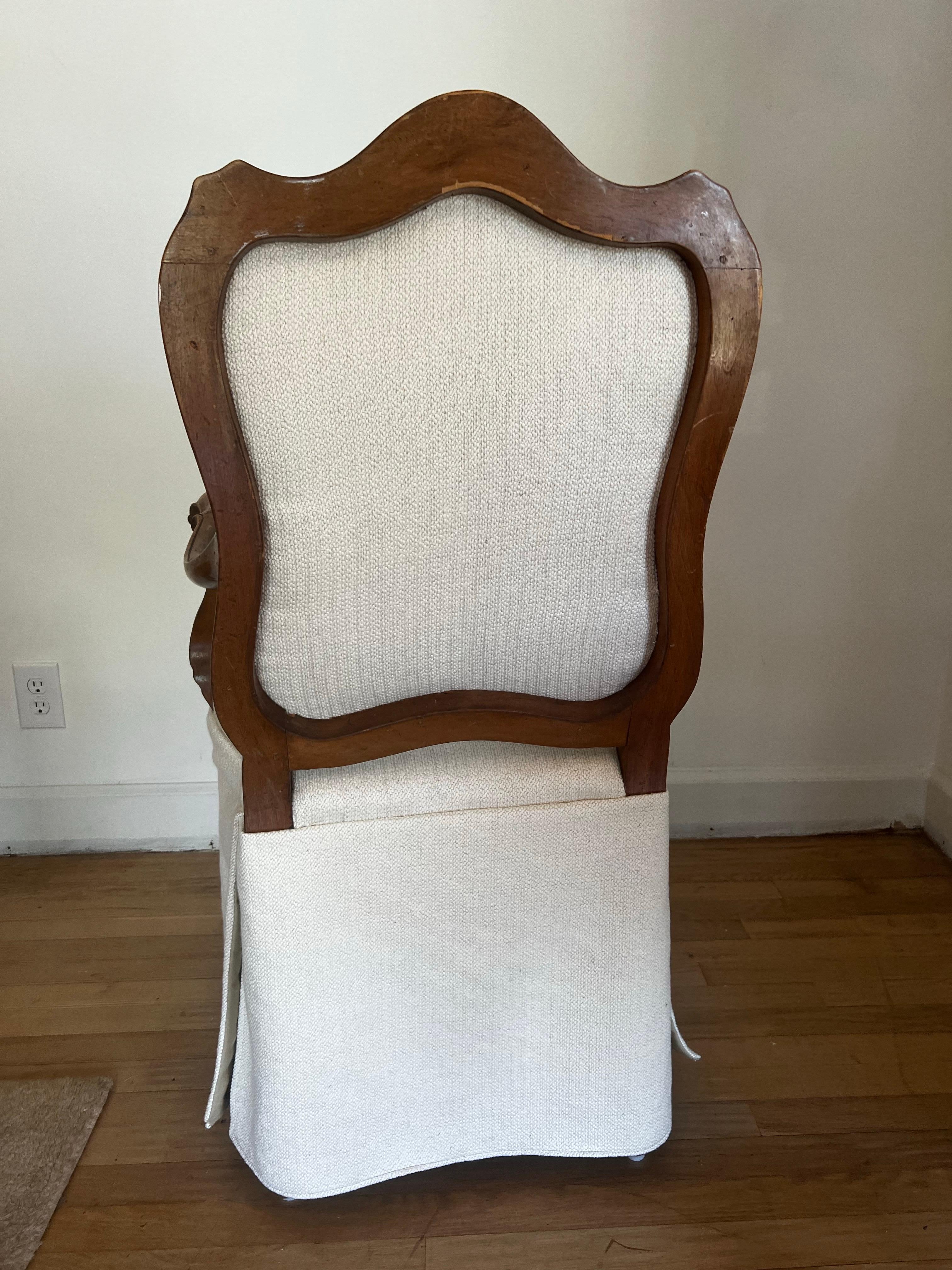 19th Century Carved Italian Skirted Armchair For Sale