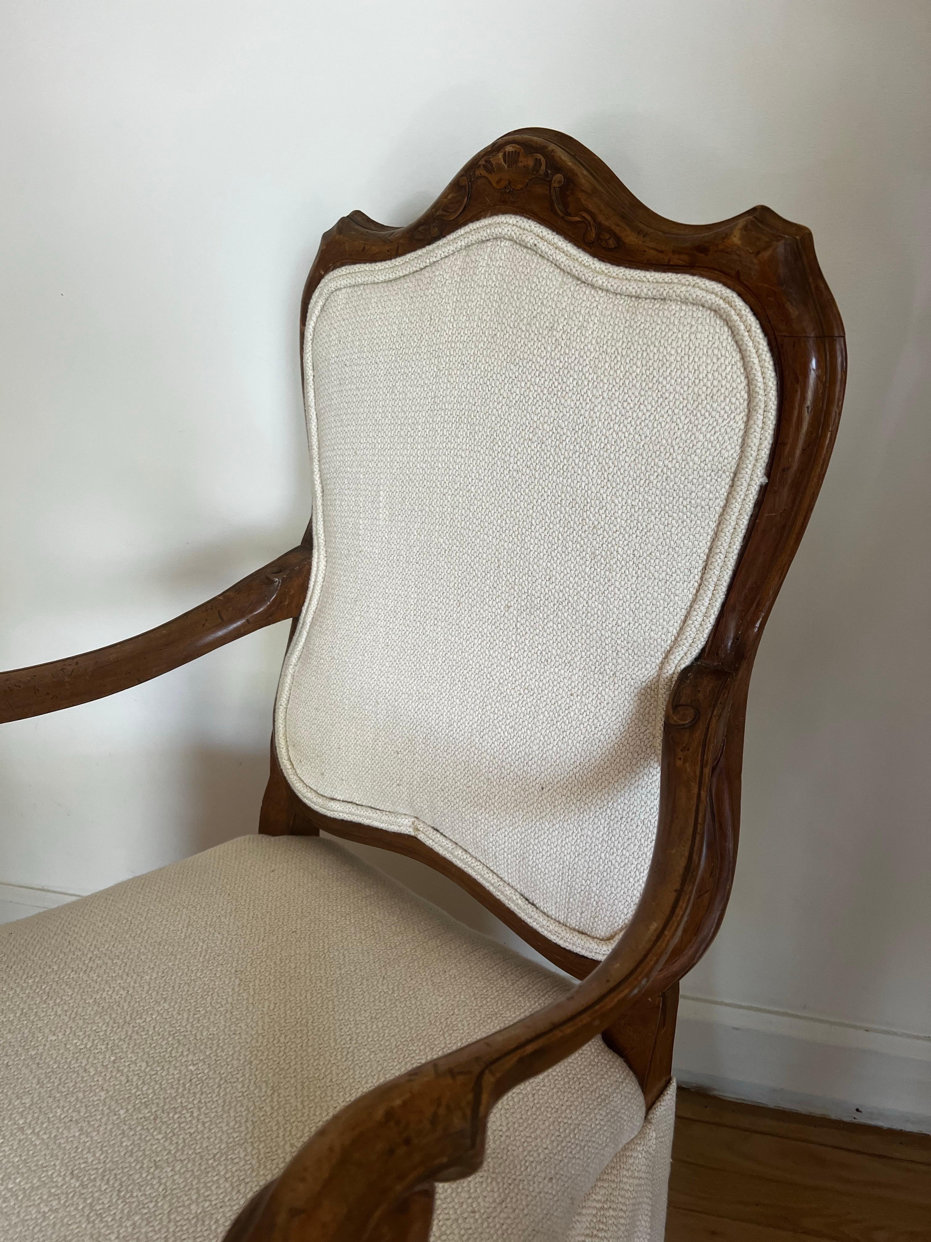 Carved Italian Skirted Armchair For Sale 1