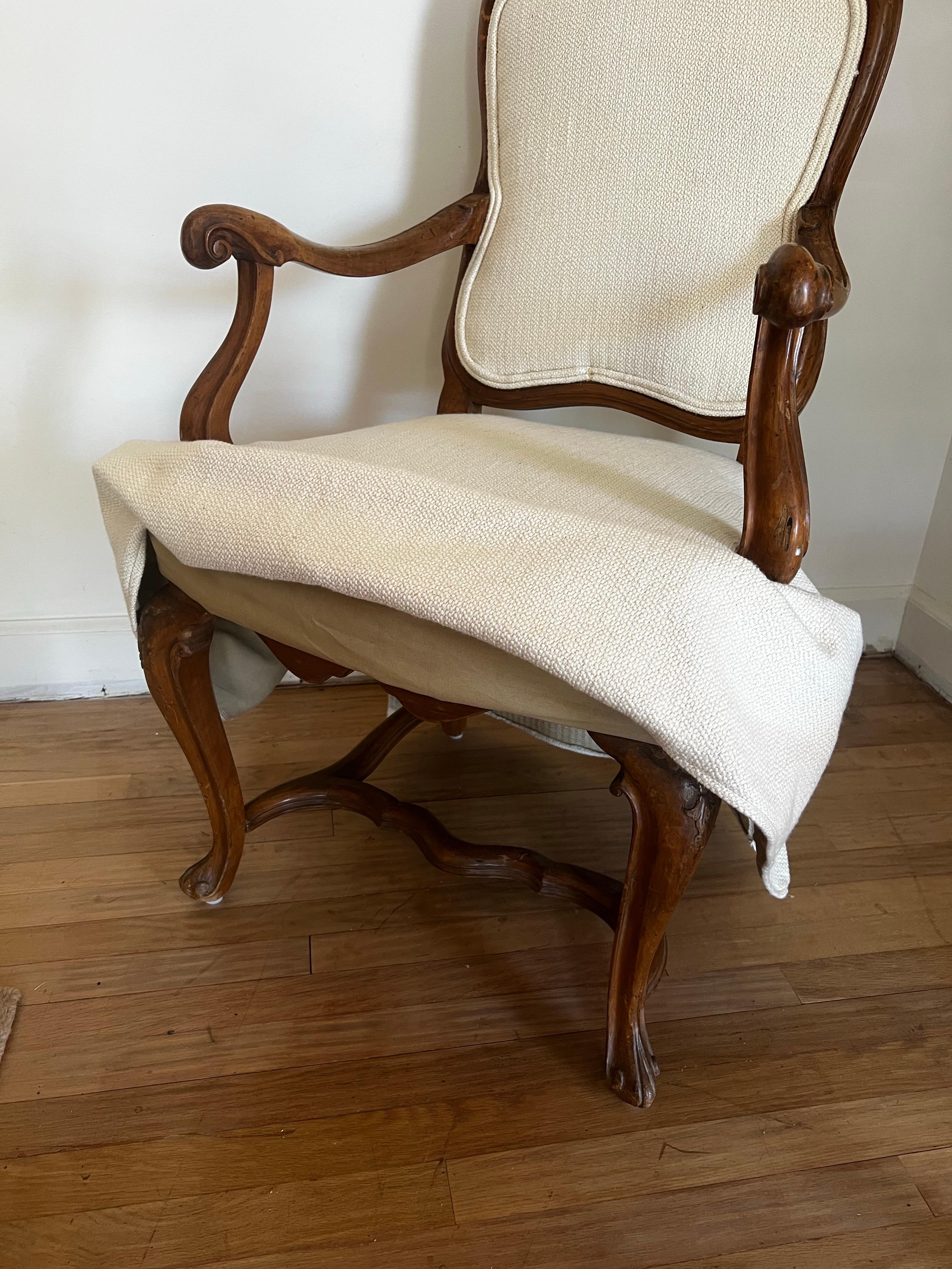 Carved Italian Skirted Armchair For Sale 2