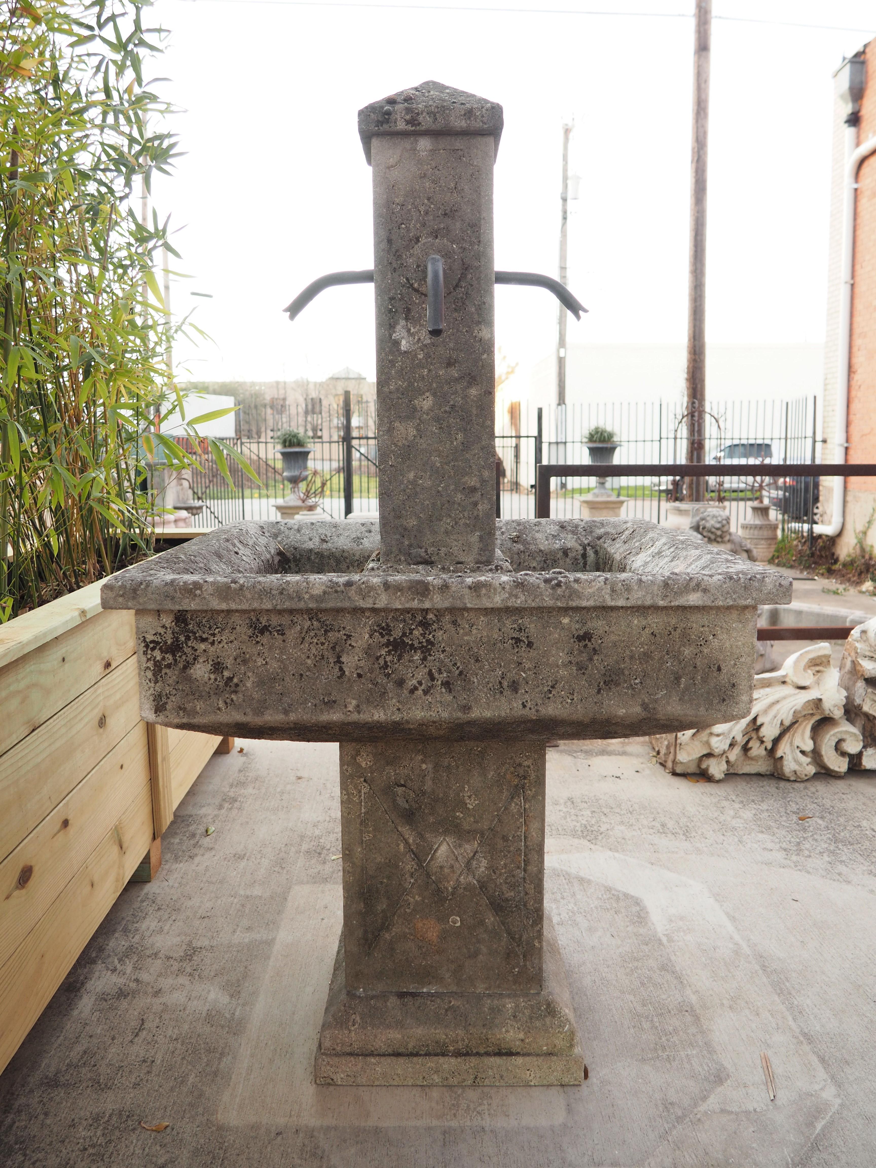 Carved Italian Standing Center Fountain with Elevated Basin 10