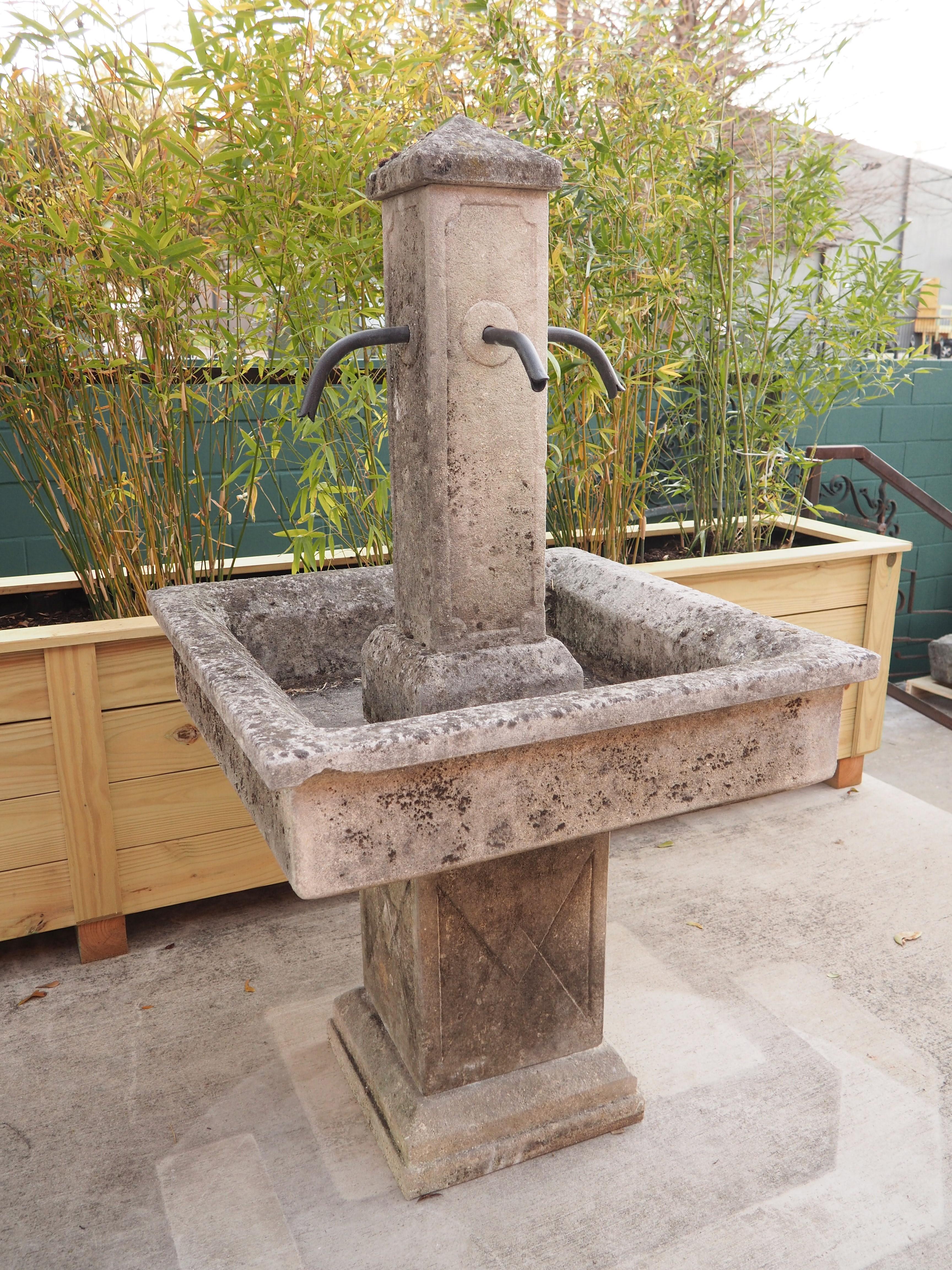 Carved Italian Standing Center Fountain with Elevated Basin 11
