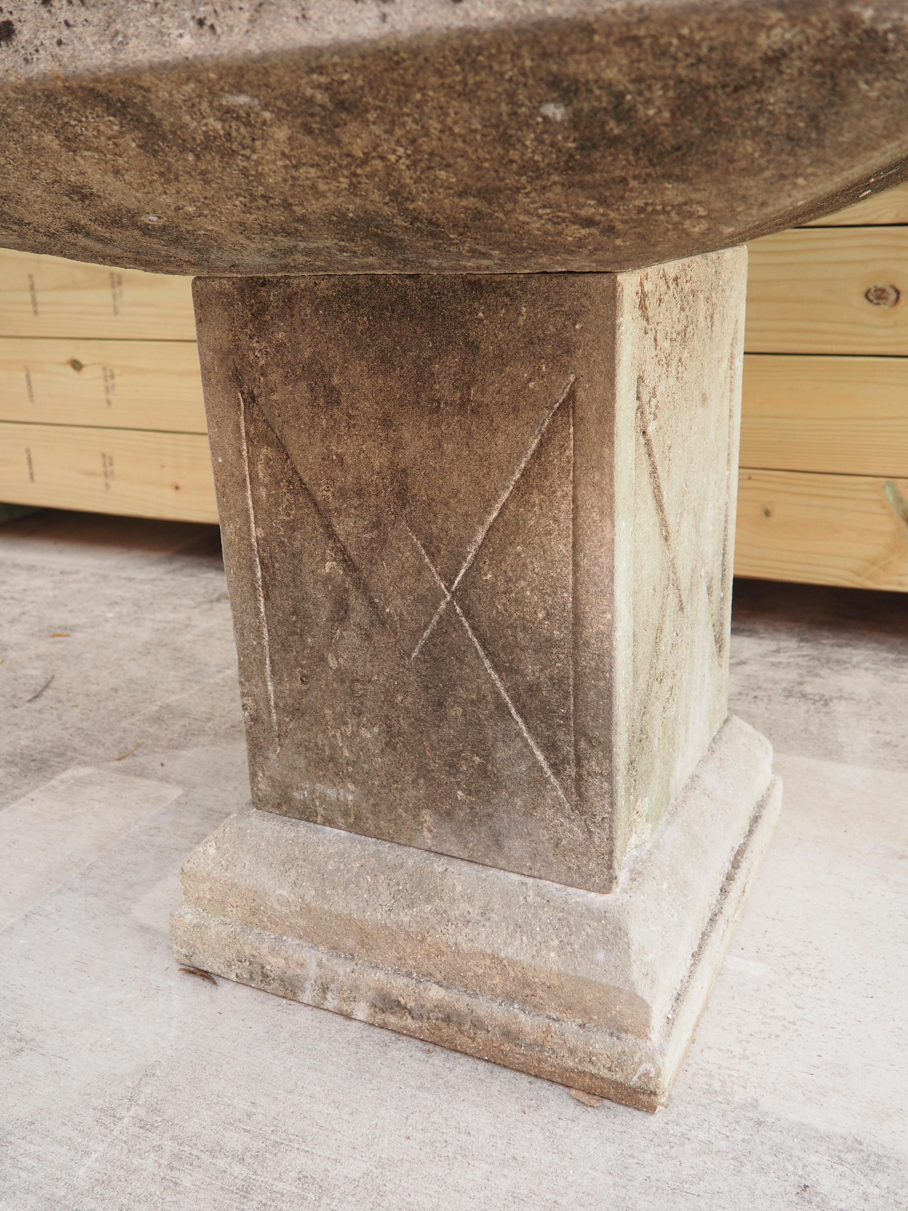 Carved Italian Standing Center Fountain with Elevated Basin In Good Condition In Dallas, TX