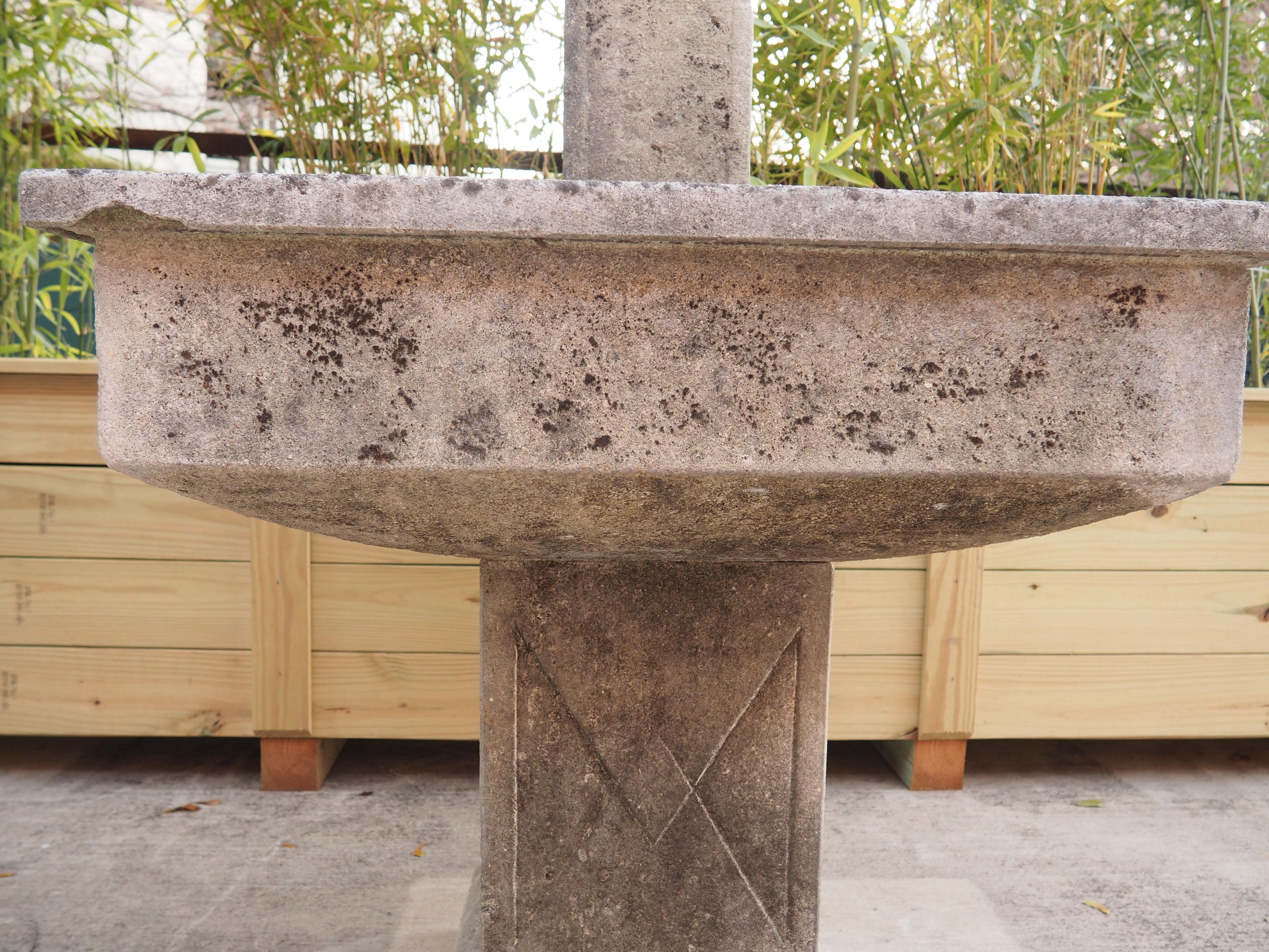 Contemporary Carved Italian Standing Center Fountain with Elevated Basin
